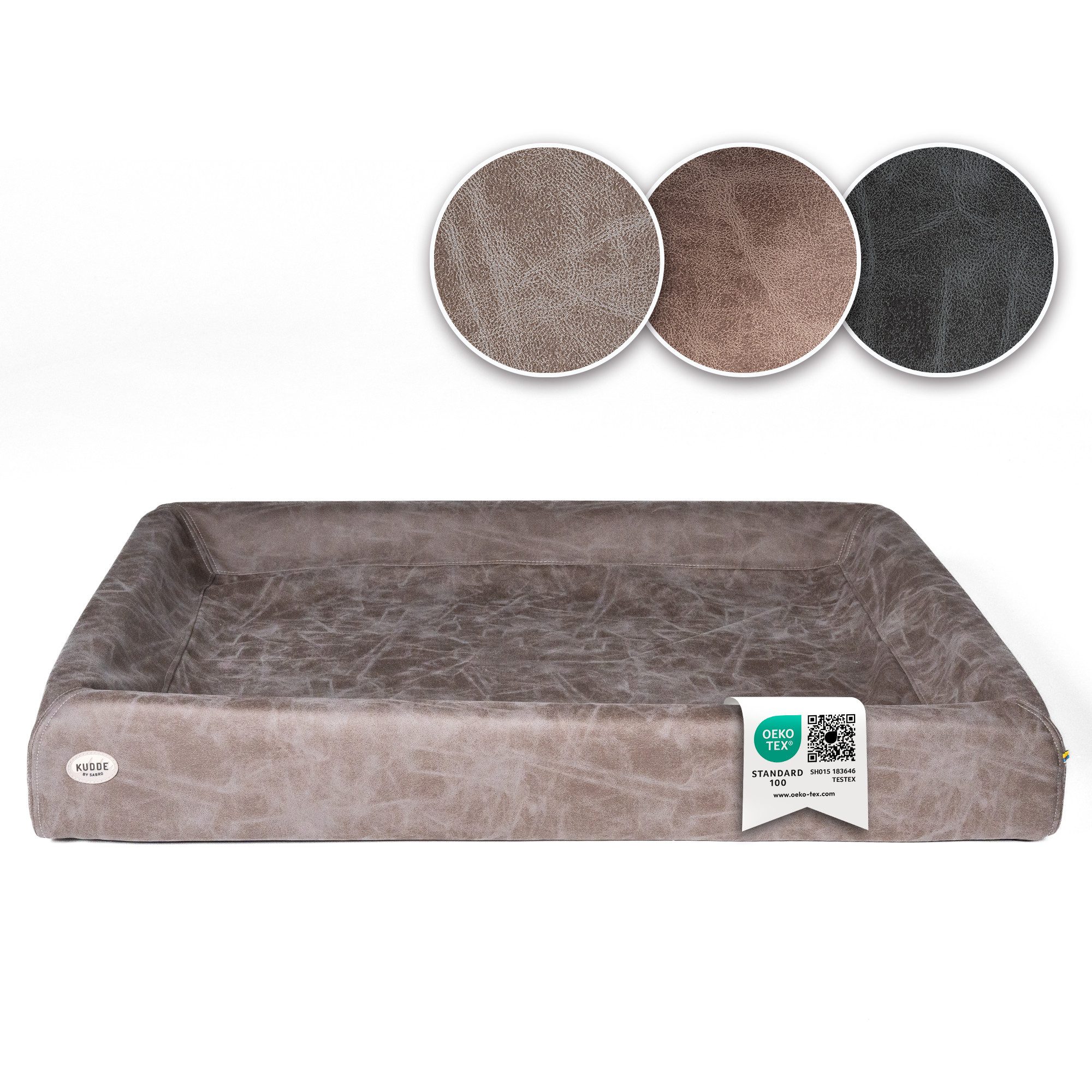 SABRO Hundekorb KUDDE Orthopädisch - Waschbar & Wasserabweisend - Ergonomisch aus, Wildlederoptik, Premium Hundebett mit wechselbarem Bezug für jede Hundegröße