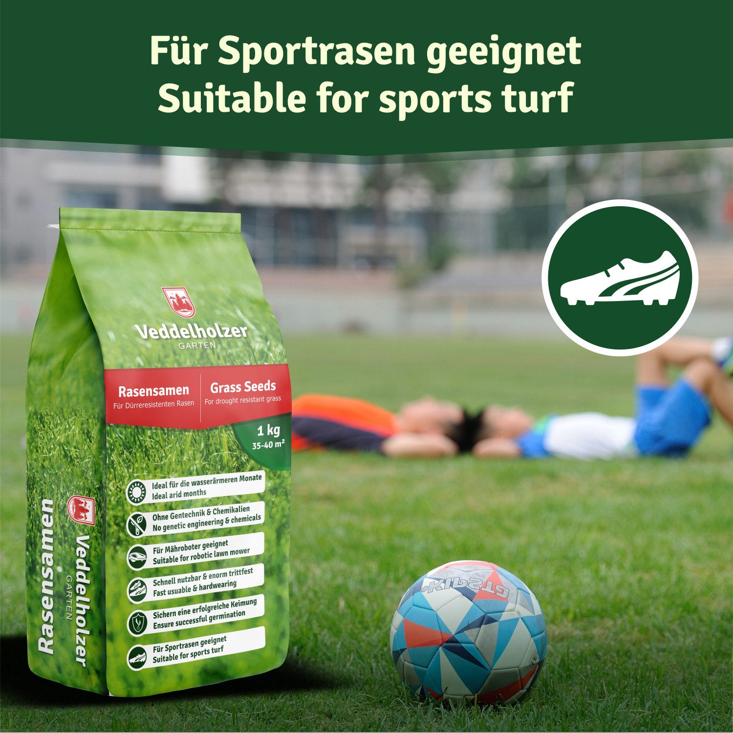 Veddelholzer Rasensamen Grassamen schnellkeimend dürreresistent Trockenrasen & Schattenrasen, Saatgut für Sport und Spielrasen Rasen