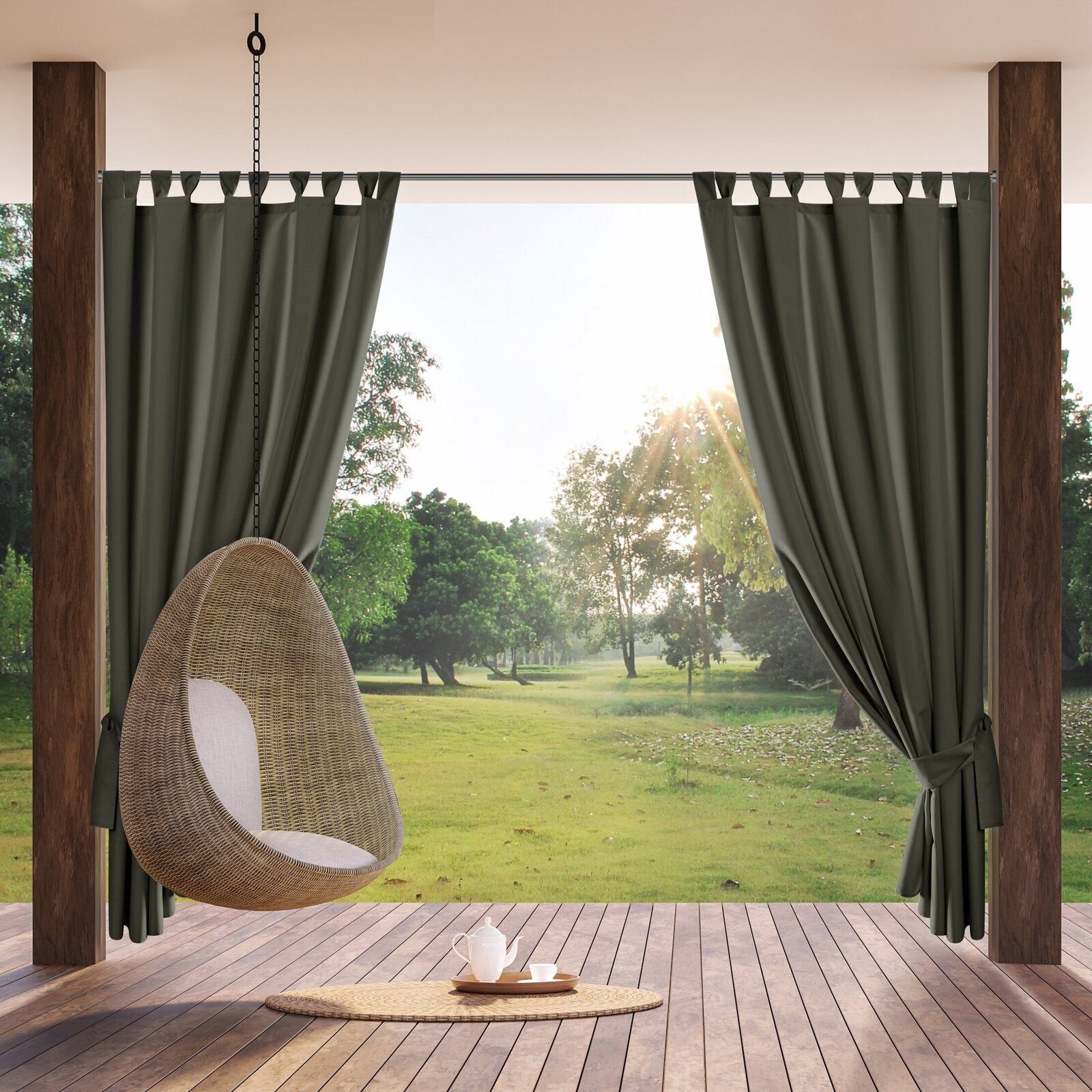 Eurofirany Outdoorvorhang GARDEN, wasserdichter Terrassenvorhang (1 St), Schlaufen, Lichtschutz, Polyester, für Pavillon, Pergola & Balkon, wetterfest, UV-Schutz