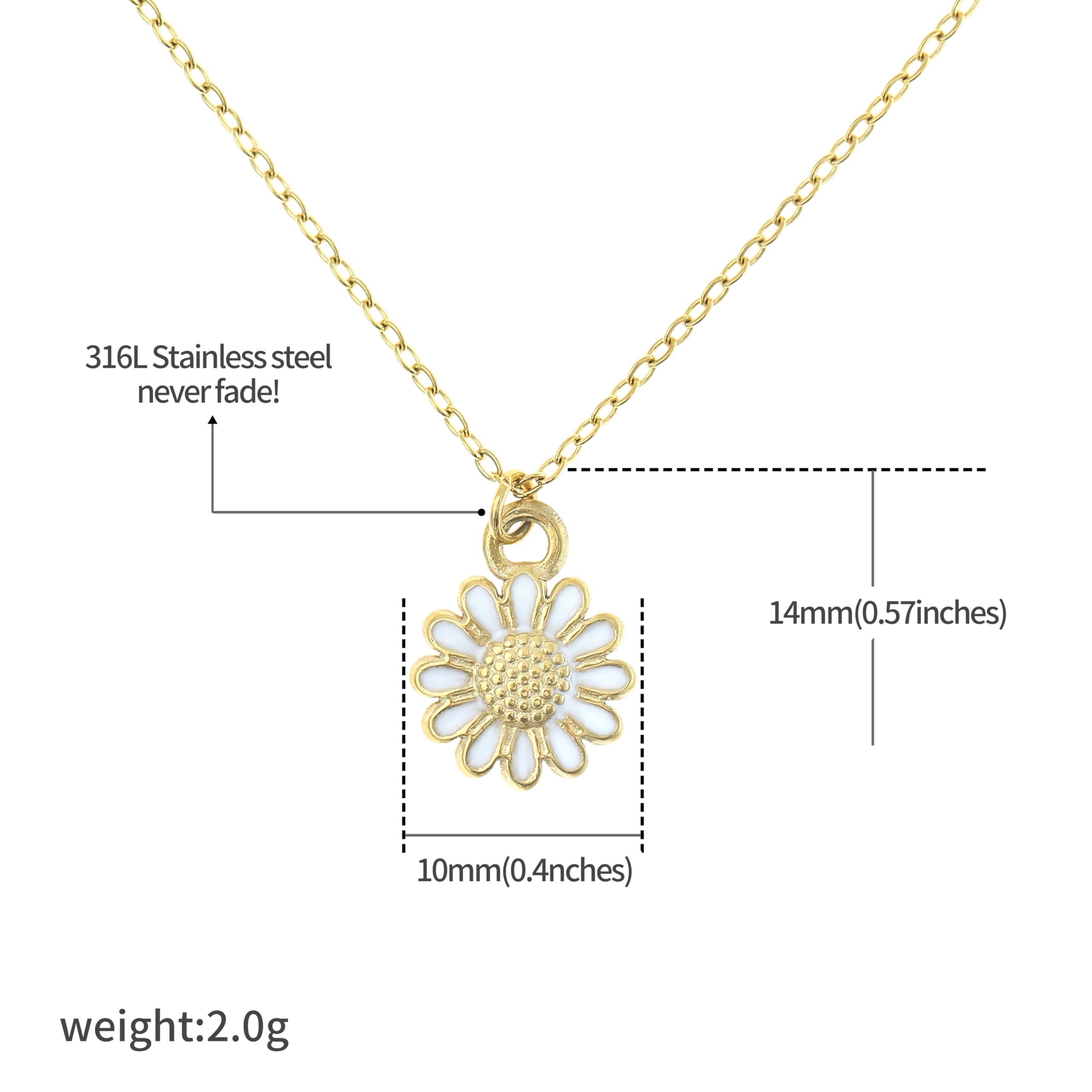 Made by Nami Kette mit Anhänger Gänseblümchen oder Sonnenblumen Anhänger-Kette aus Chirurg. Edelstahl, Freundschaftskette Gold Schmuck Hypoallergen Wasserfester Schmuck
