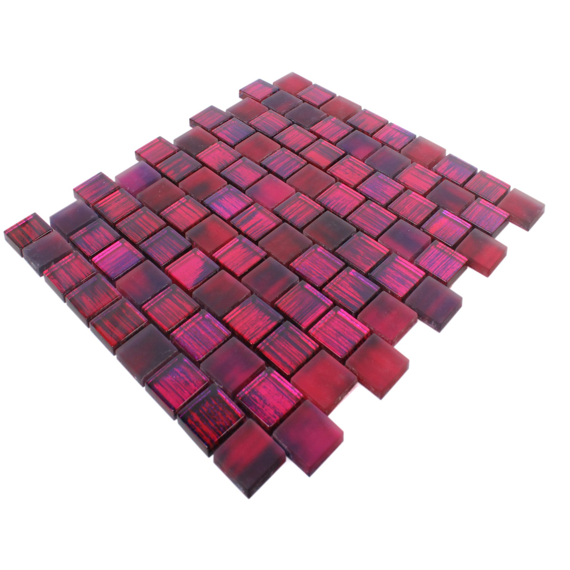 Mosafil Mosaikfliesen Glasmosaik Fliesen Lanzarote, Glas 31.800x28.600, pink, Verlegefertig auf ein Netz geklebt - Wasserfest