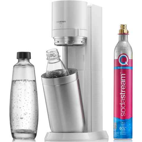 SodaStream Wassersprudler DUO, (Set, 4-tlg), CO2-Zylinder, 1L Glasflasche, 1L spülmaschinenfeste Kunststoff-Flasche