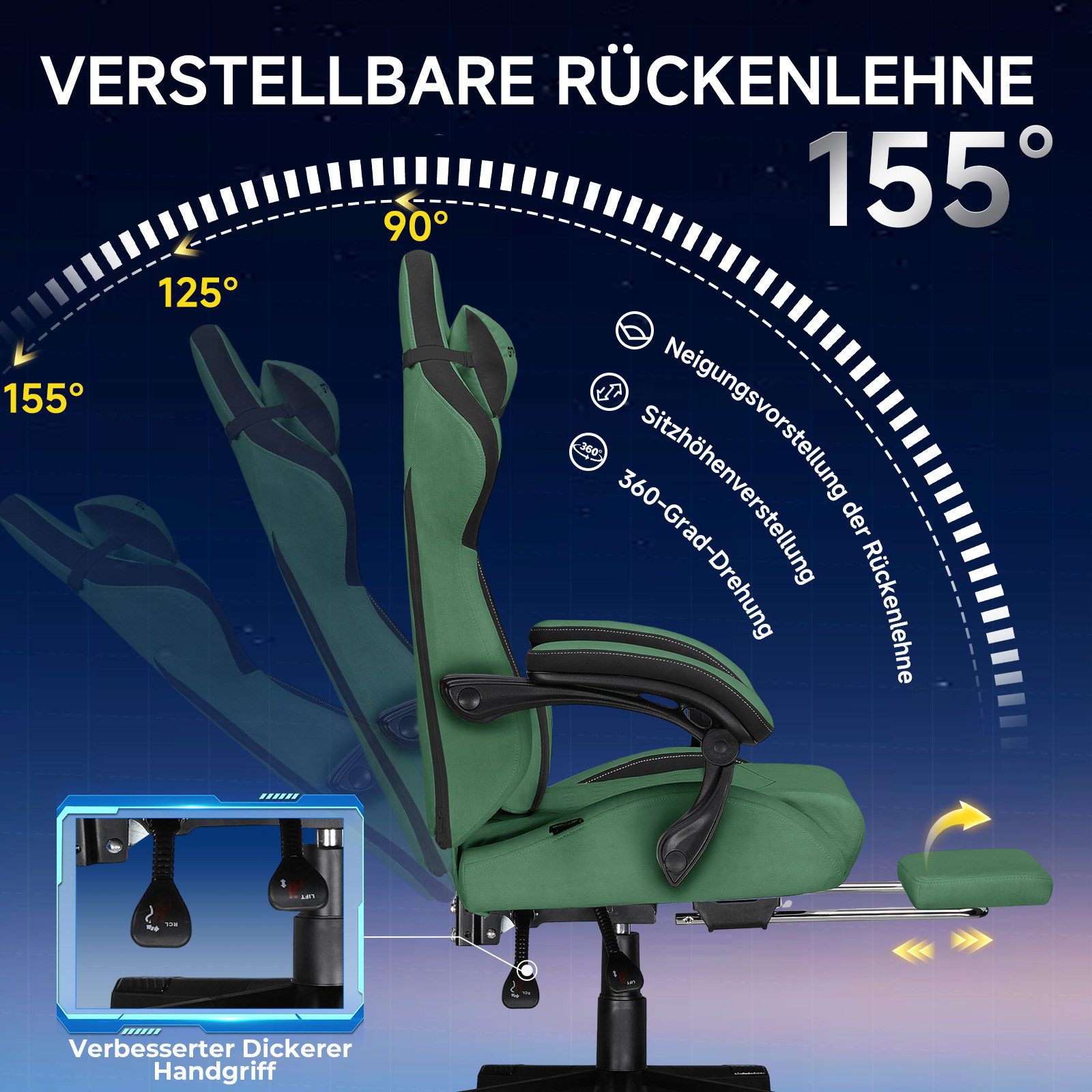 GTPLAYER Gaming-Stuhl Stoff Gaming Chair Ergonomisch günstig online kaufen