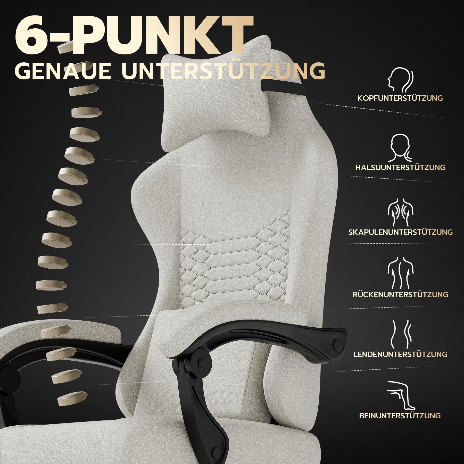BlingBin Gaming-Stuhl Massage Gaming Sessel mit Fußstütze, PC Stuhl Gamer Stuhl Bürostuhl (1er Set, 1 St), Ergonomisches Design, verstellbare Armlehnen und Rückenlehne