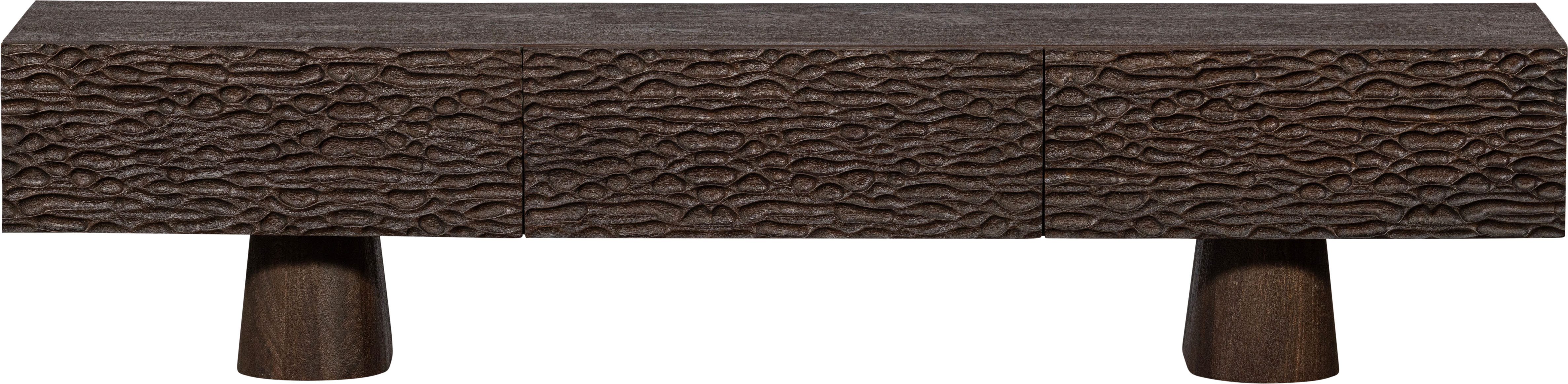 WOOOD Lowboard Crumble TV-Kommode, aus Mangoholz, drei Schubladen, H 40 cm x B 180 cm x T 40 cm