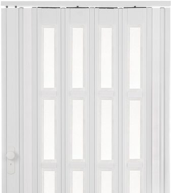 Standom Falttür Schiebetür Tür weiß mit Fenster Schloss H. 203 cm Türbreite bis 100 cm (1 Packung, 1-St., 1 Set), teils vormontiert