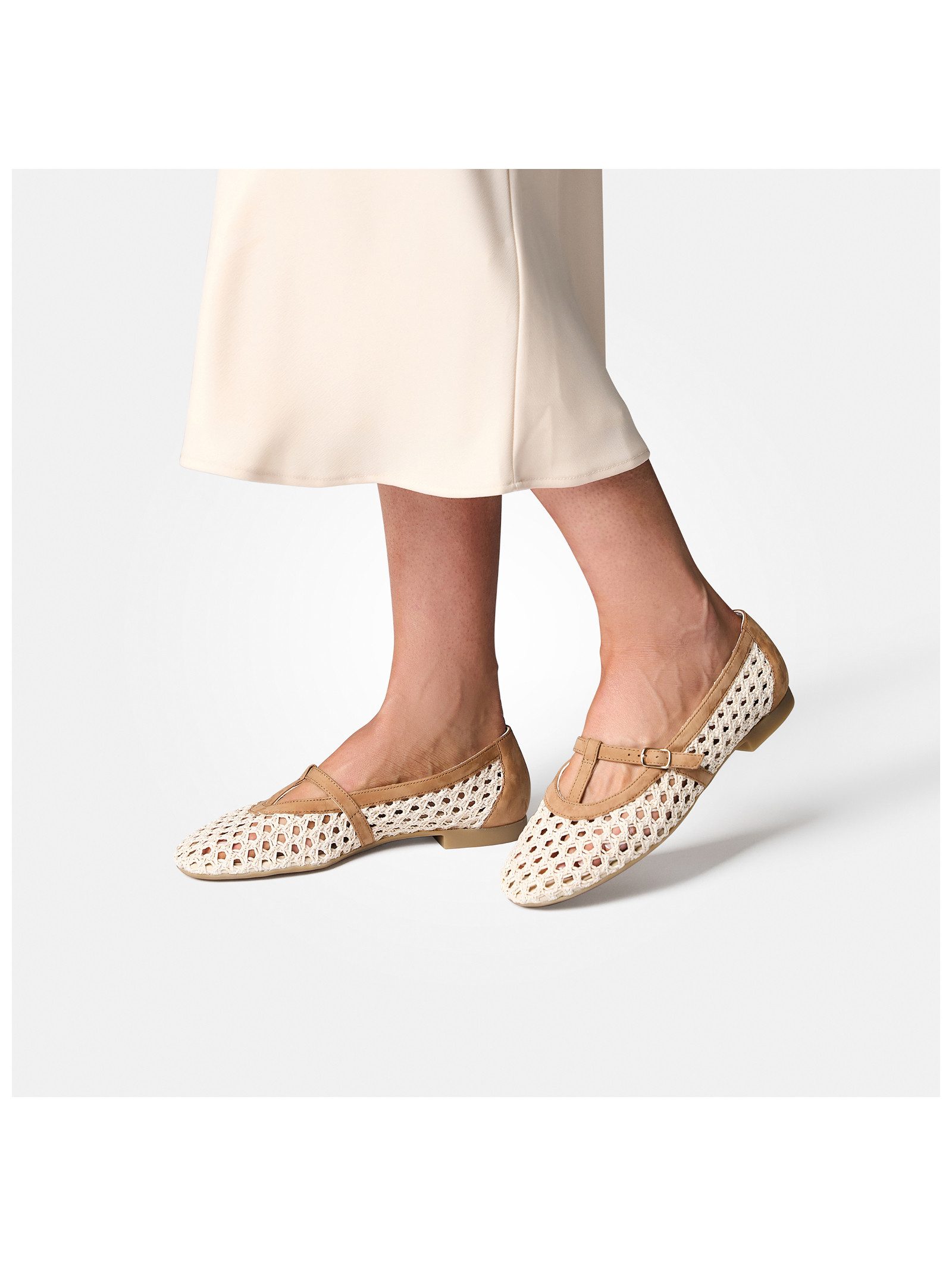 Paul Green Ballerinas Nubukleder/Textil . Riemchenballerina