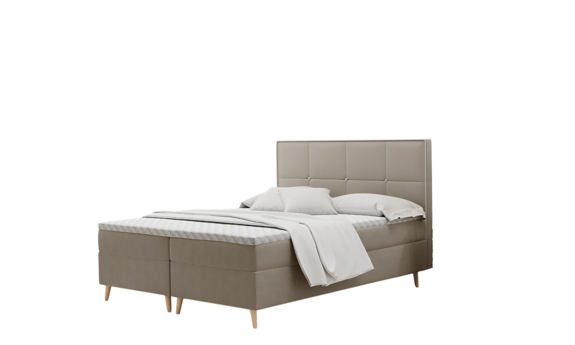 Fun Möbel Boxbett Schlafzimmerbett RENAN Überlänge (220cm) Stoff Riviera oder Kunstleder (inkl. Bettkasten, inkl. Kaltschaumtopper)
