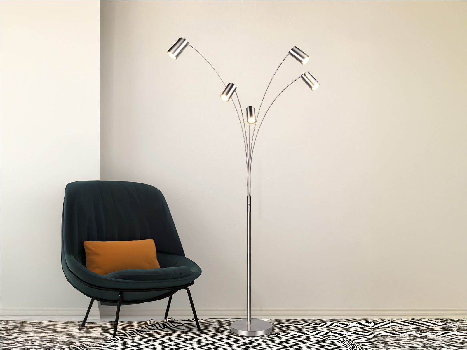 TRIO Leuchten LED Stehlampe, Dimmfunktion, LED wechselbar, Warmweiß, Bogen- günstig online kaufen