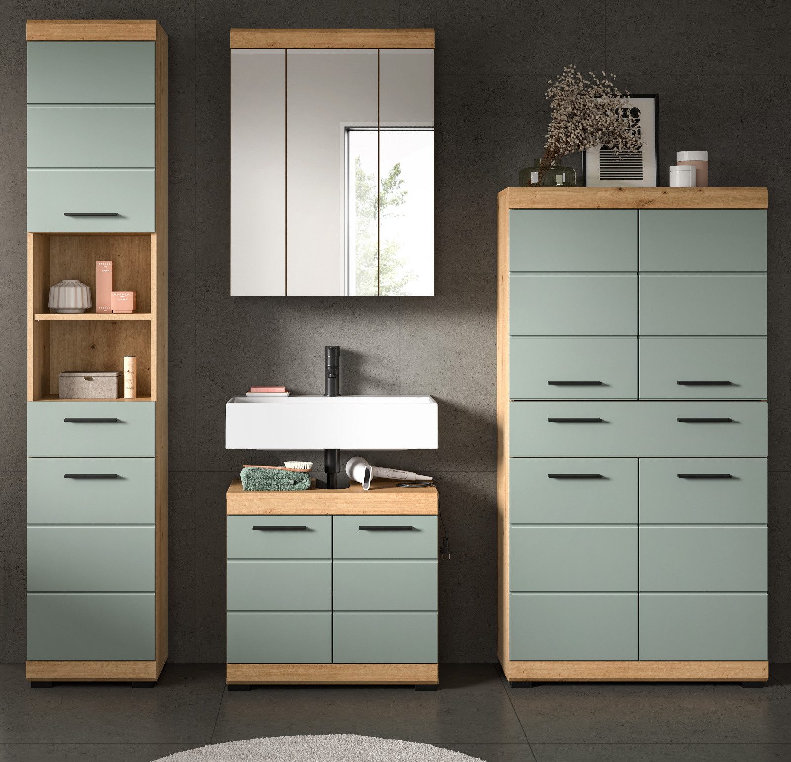 Inn.Furn Badmöbel-Set Shawn, (Badezimmer in Salbei günstig online kaufen
