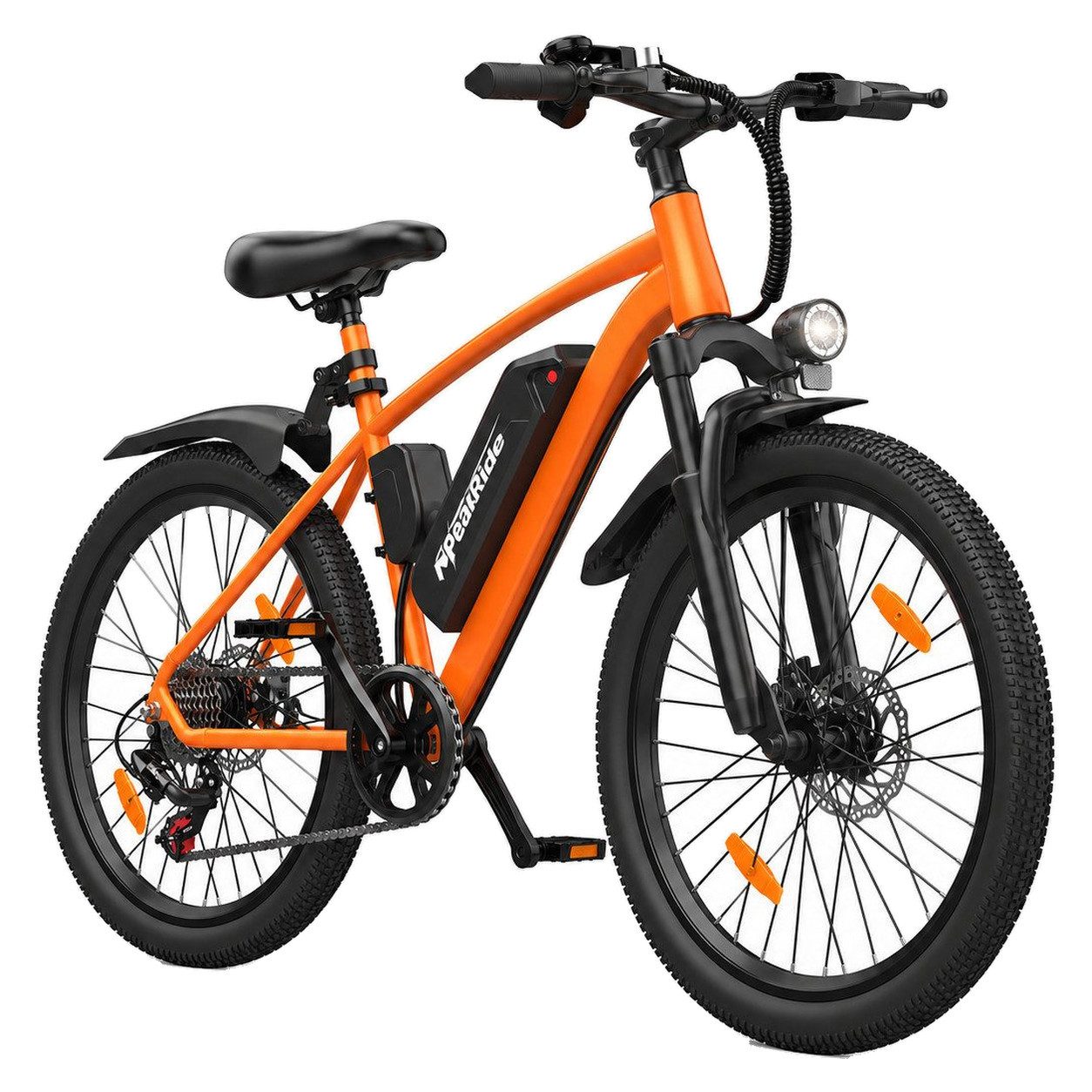 PixelPilot E-Bike Cityrad Q7 26 Zoll Elektrofahrrad mit abnehmbarem 36 V 10 Ah Akku, Shimano 7, 7 Gang, Kettenschaltung, Heckmotor, 360 Wh, (Packung), LCD-Display und LED-Beleuchtung, Federgabel mit Lockout-Funktion