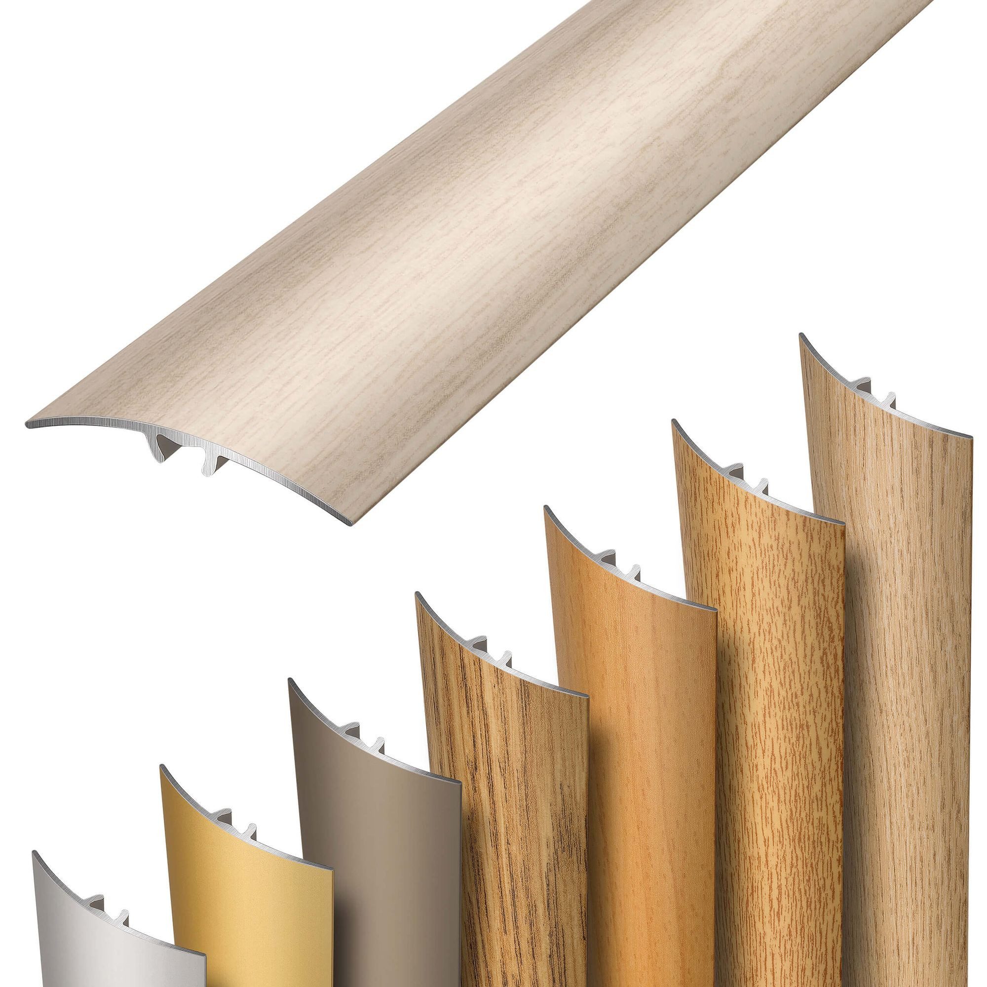 Dalsys Übergangsprofil selbstklebend, zum Stecken und verbinden (93cm x 30mm in der Farbe Land-Eiche, 1-St), aus Aluminium, Boden Übergangsleiste Höhenausgleich