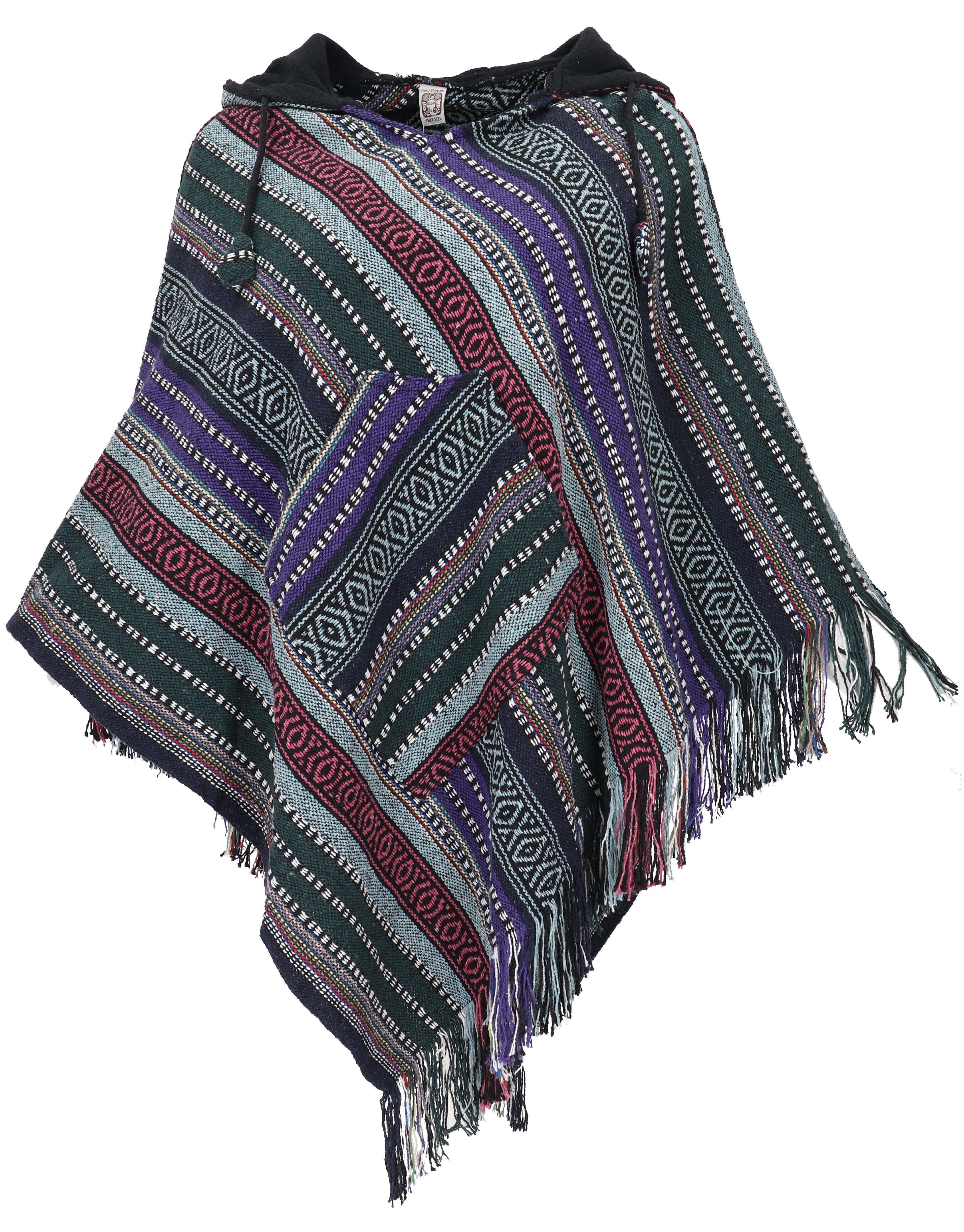 Guru-Shop Strickjacke Unisex Poncho Hippie chic, Andenponcho mit.. alternative Bekleidung