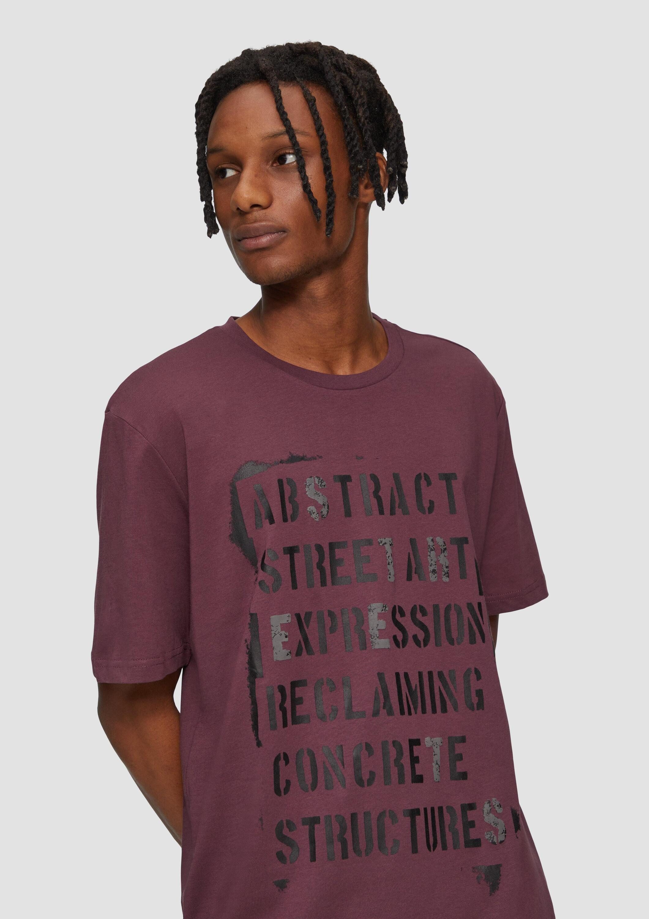 QS Kurzarmshirt T-Shirt T- Shirt mit Frontprint