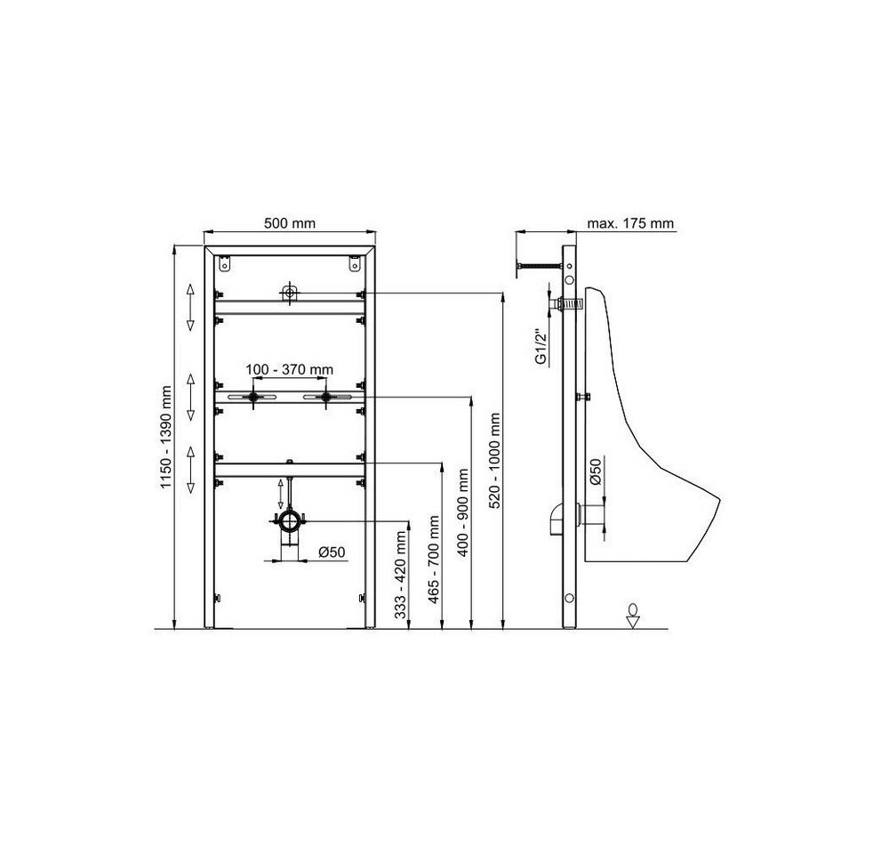 Thumbnail - Belvit Vorwandelement WC BV-VR5001, einzel, 1 St., Belvit Trockenbau Vorwandelement, Montageelement für Urinal