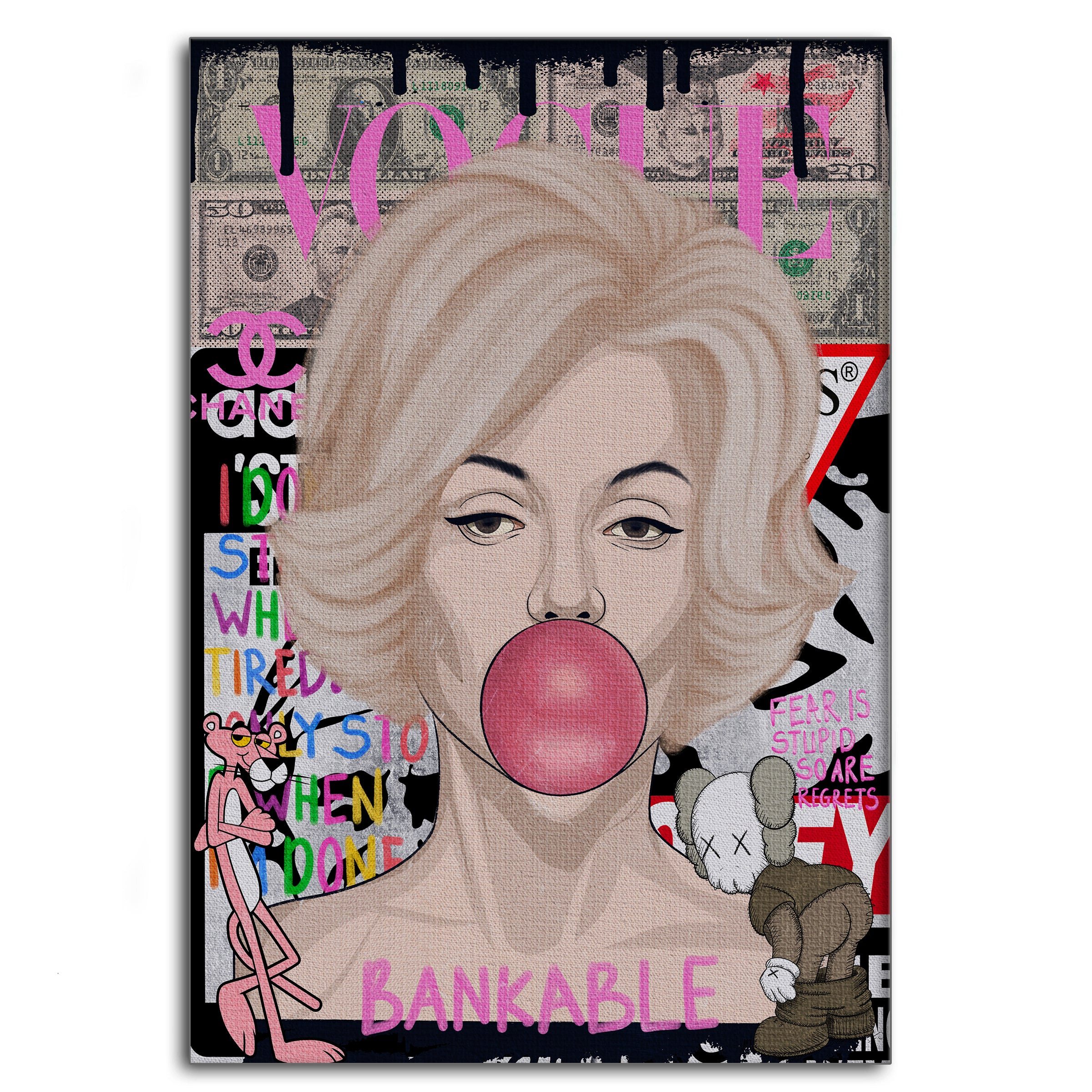 SimpleCanvas Wandbild Monroe Marilyn - Leinwandbild Pop Art, Wandbild Pop Art, Portrait, Marilyn Monroe