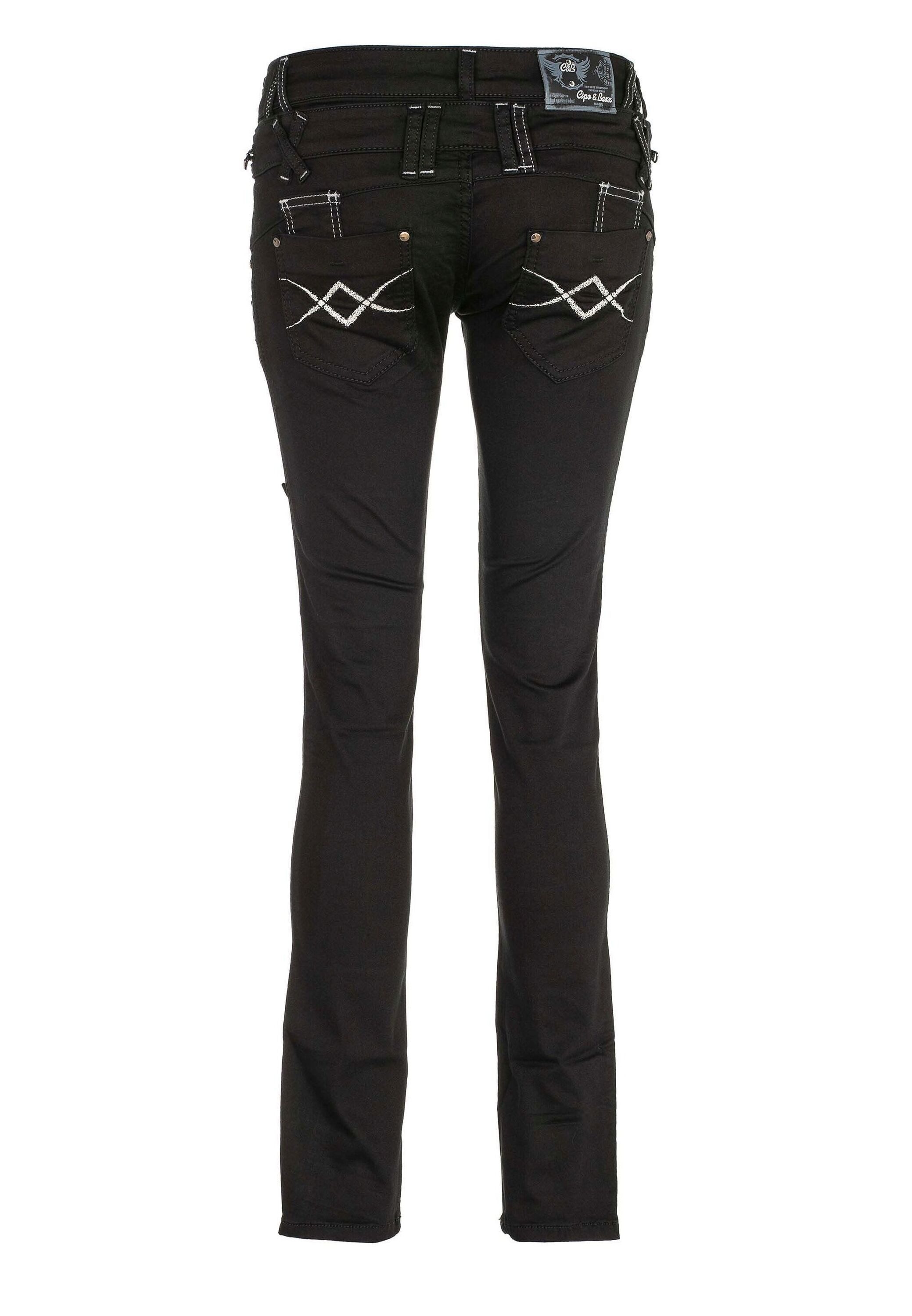 Cipo & Baxx Slim-fit-Jeans Jeans mit doppeltem Bund, WD228 – Bild 2 von 3