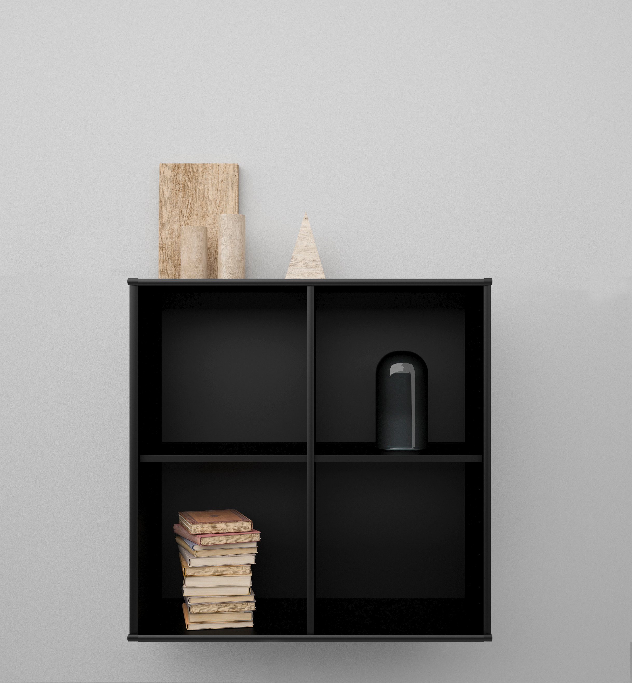 Designmöbel B:69 cm, 1-tlg., Kubus anpassungsbar T:32,5 Bücherregal Hochwertig Schwarz | Furniture Mistral Wandregal, cm. Wandmontage/Freistehend, Hammel Hängeregal, 026, Schwarz