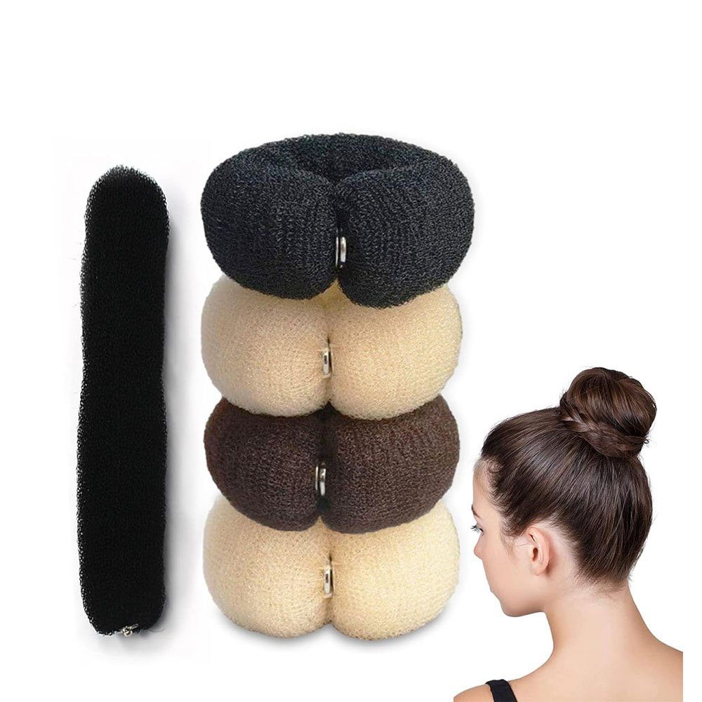 CTGtree Spiral-Haargummi 4 Stück Duttkissen Donut Hair Bun Maker Set, 4-tlg.