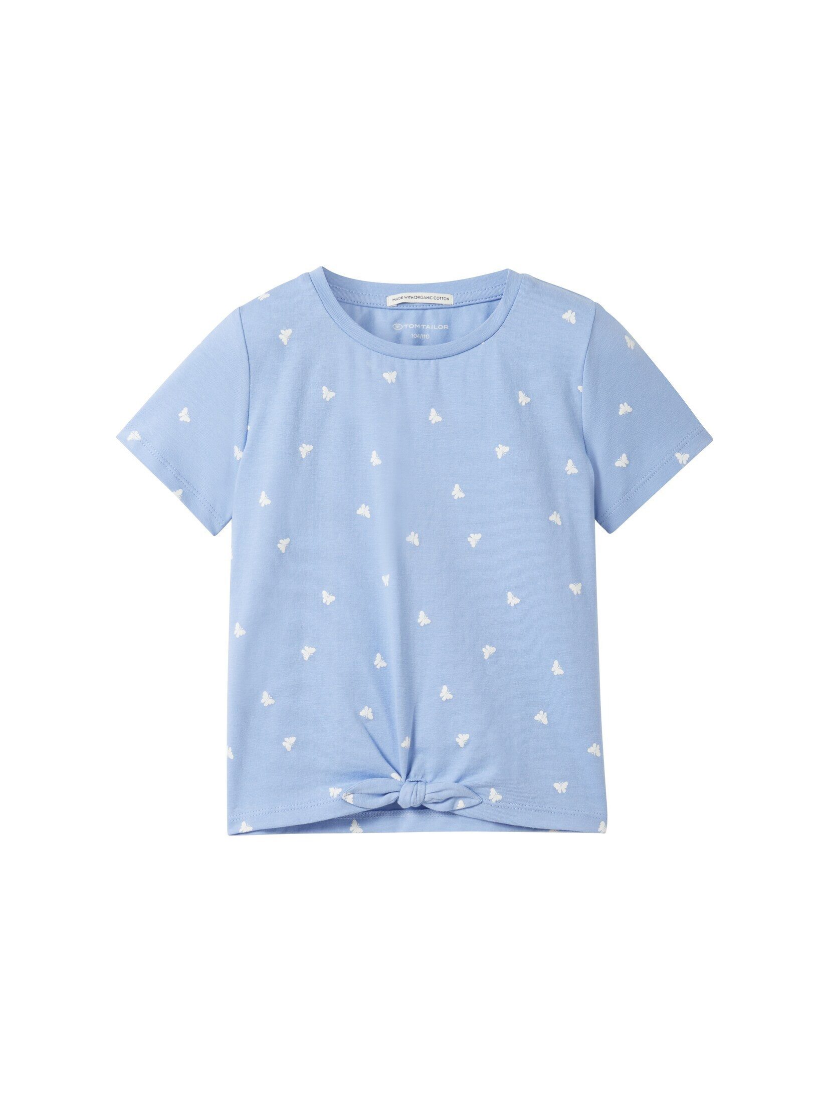TOM TAILOR Denim Damen Top – Mit Knotendetail, Aus Baumwolle, Loose Fit – Lässiges Basic