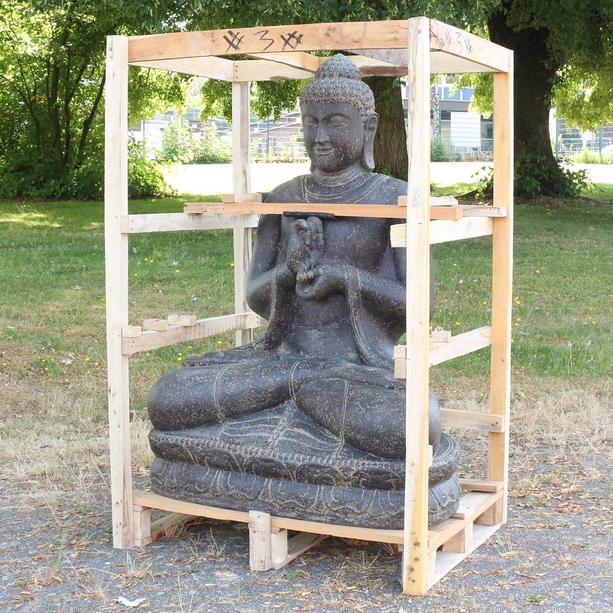 Oriental Galerie Dekofigur XXL Buddha Figur Gartenfigur aus Lavastein Sitzend 150 cm Chakra (1 St)