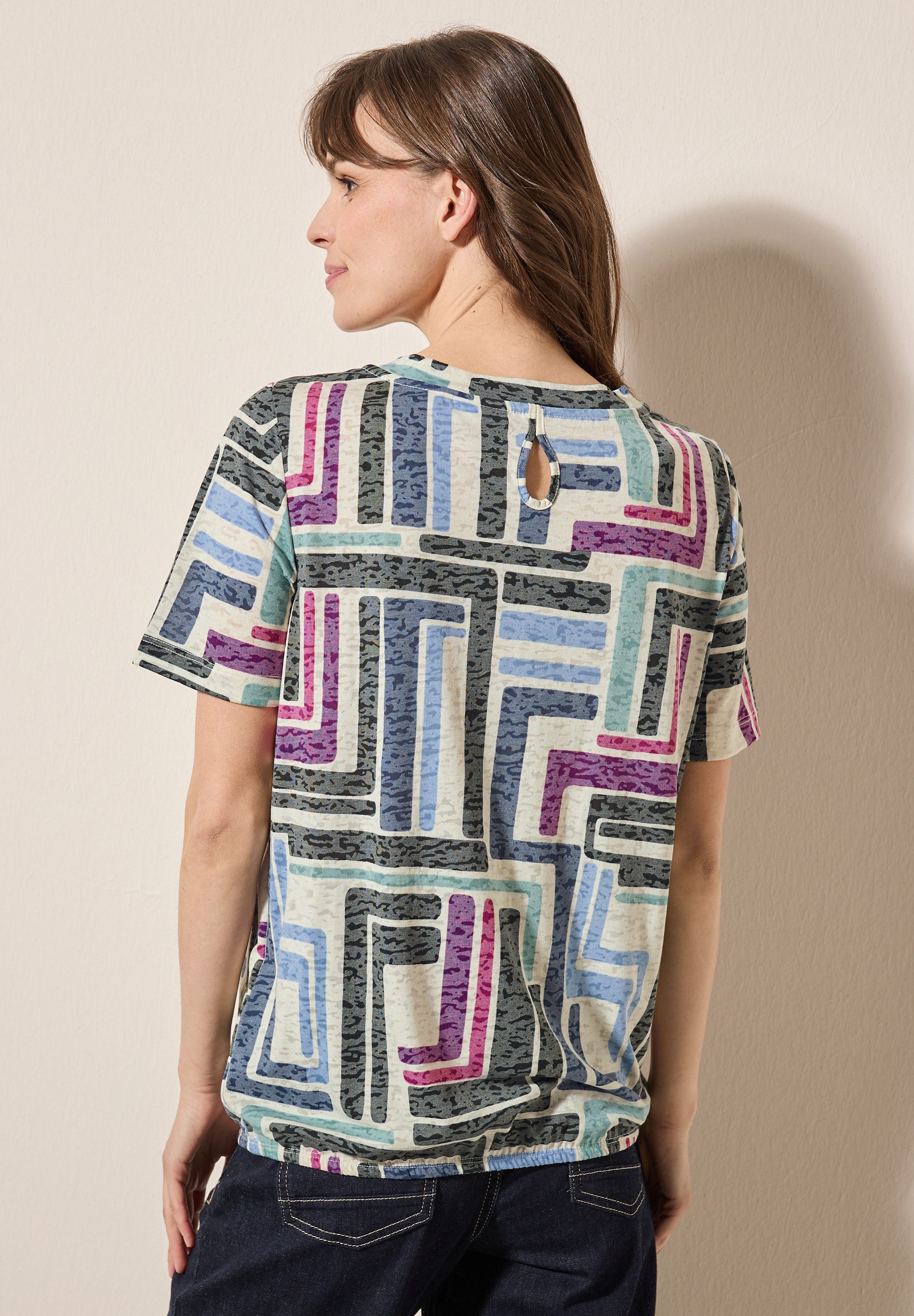 CECIL T-Shirt mit Print und Burn-Out-Optik günstig online kaufen
