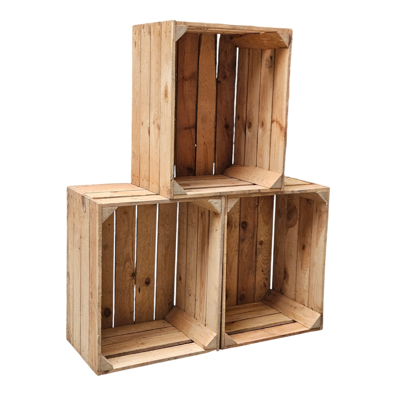 Teramico Holzkiste Holzkisten Obstkisten Vintage 50 x 40 x 30cm 3er Set, Vintage Obstkiste