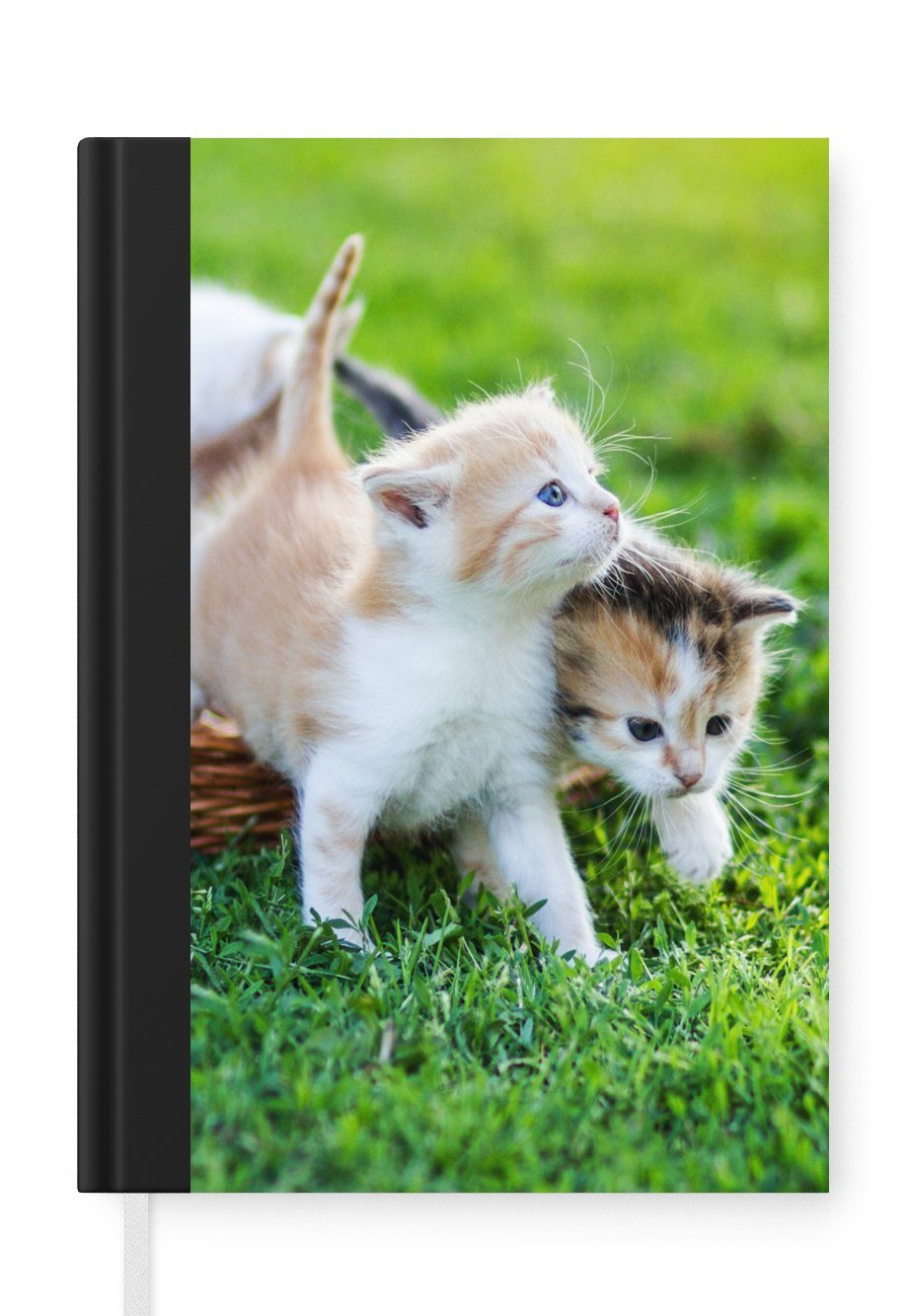 MuchoWow Notizbuch Kätzchen - Katze - Korb - Mädchen - Kinder - Jungen - Kinder, Notebook, Notizblock a5, Tagebuch, Journal Liniert