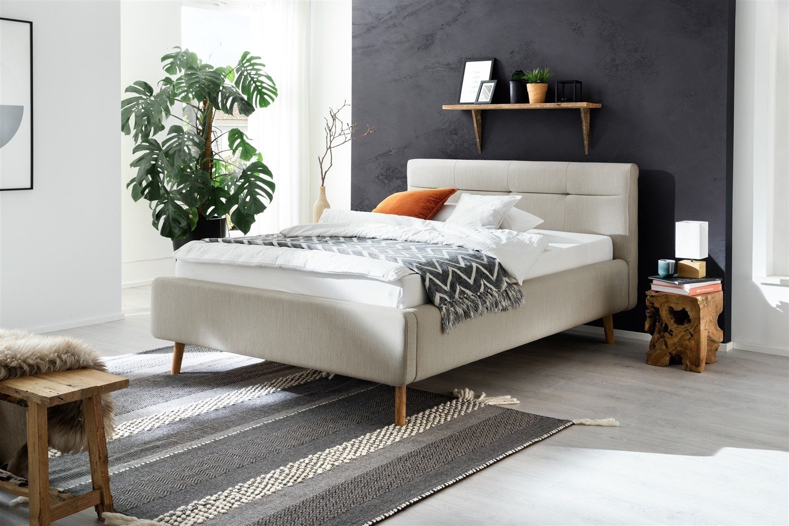 freiraum Stauraumbett Lotte, Liegefläche 140x200cm, beige, Stellmaß: 161x105x222cm (BxHxT)