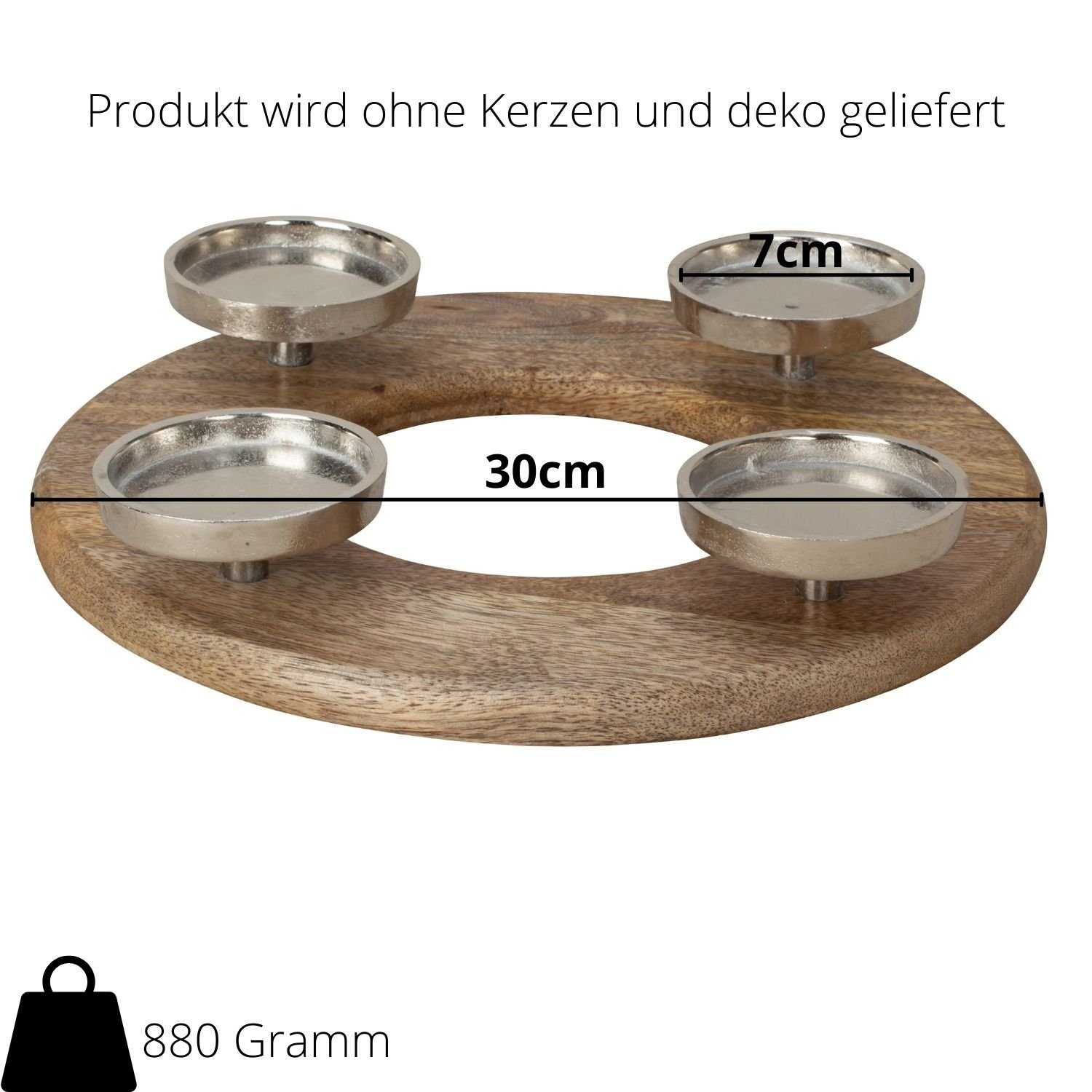 Kamelio Adventskranz Holz Rund 30cm Kerzenständer günstig online kaufen
