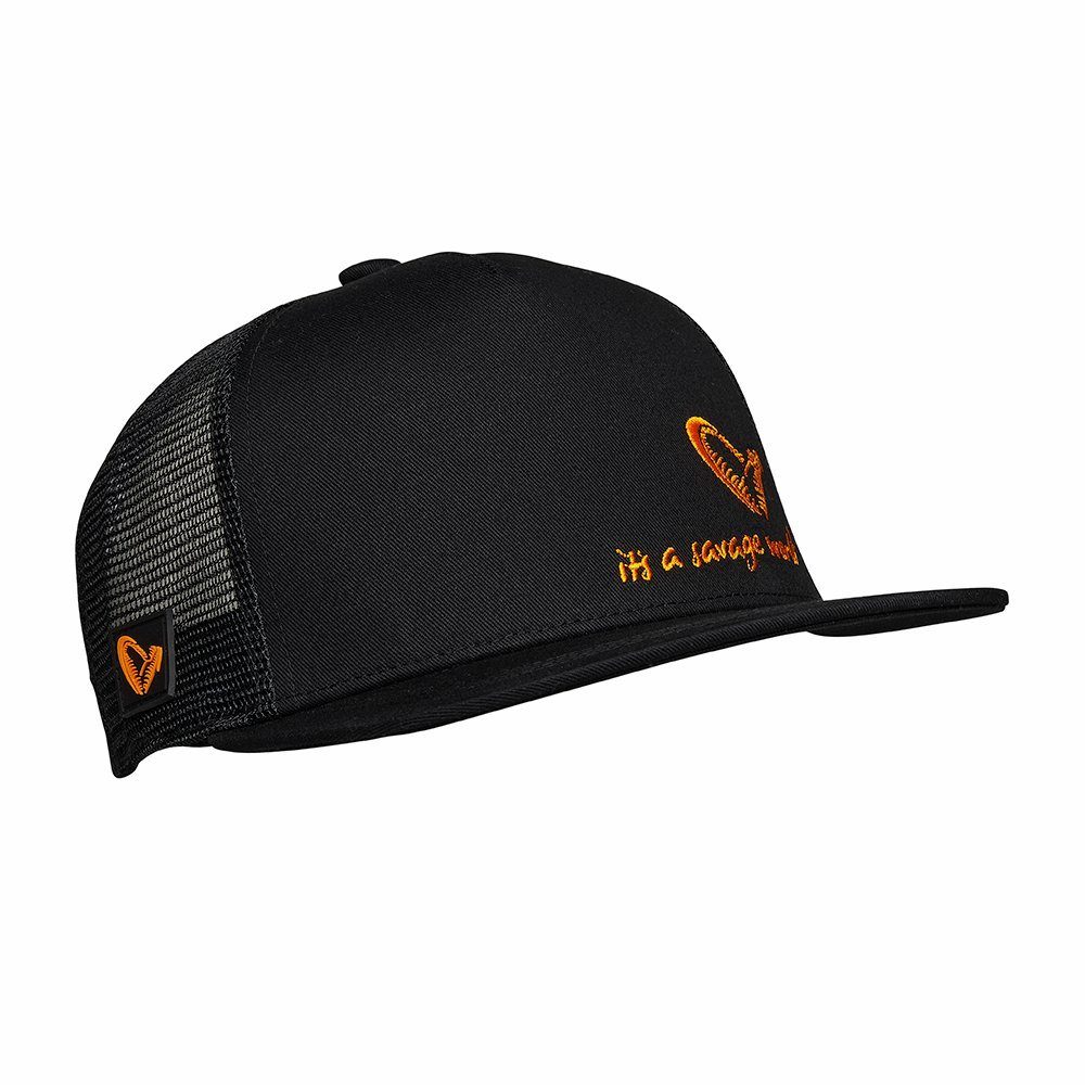 Savage Gear Trucker Cap All Black Cap Onesize Black/Kaviar Trucker Cap Mütze Anglerkappe Hinten verstellbar durch Sieben-Loch-Schnappverschluss