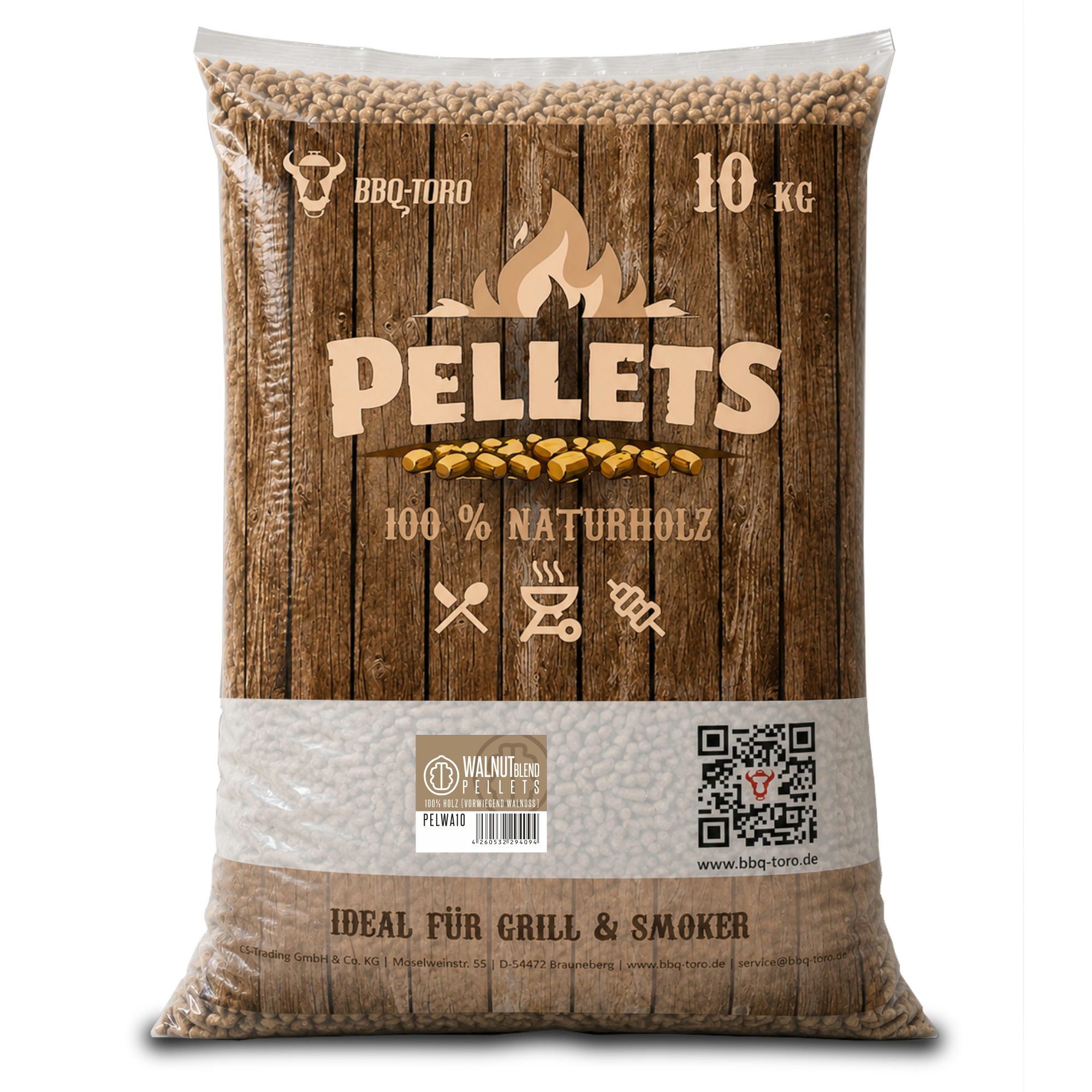 BBQ-Toro Holzpellets Walnut Blend Pellets aus 100% Holz (vorwiegend Walnuss), 10kg, 10.00 kg