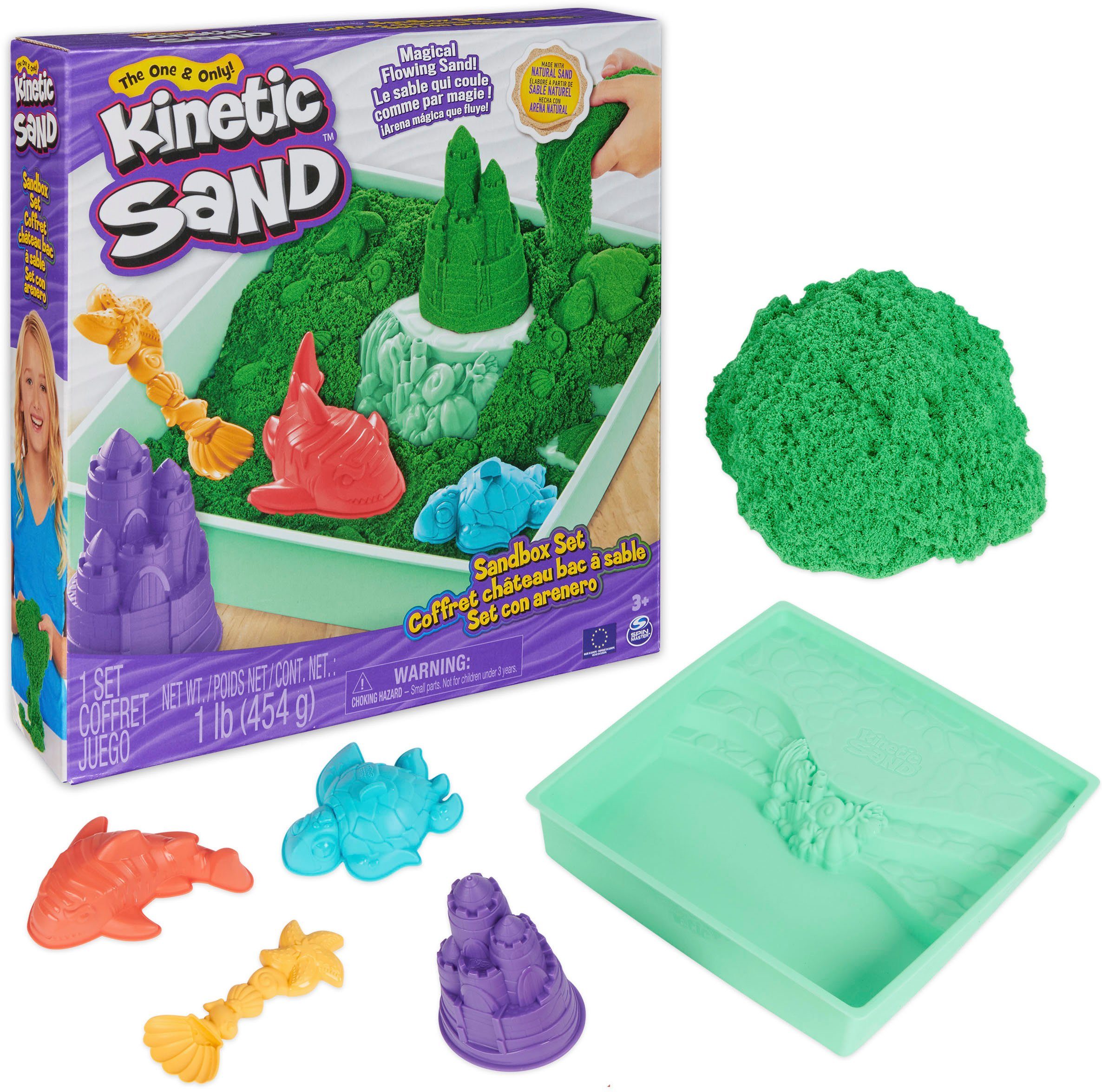 Spin Master Kreativset Kinetic Sand, Sandbox Set Grün, Made in