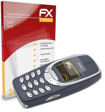 atFoliX Schutzfolie für Nokia 3310, (3 Folien), Entspiegelnd und stoßdämpfend
