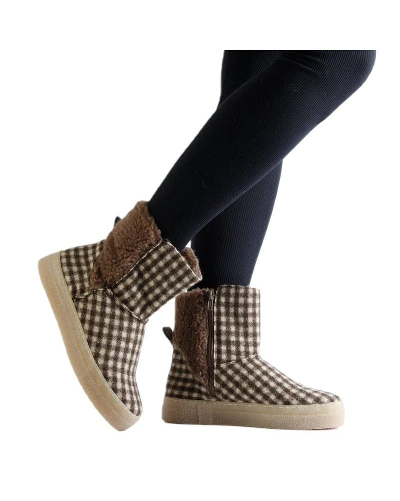 Grand Step Shoes Nicki Wool Bootie (gefüttert, bequem) - braun/grau Damen Winterstiefel