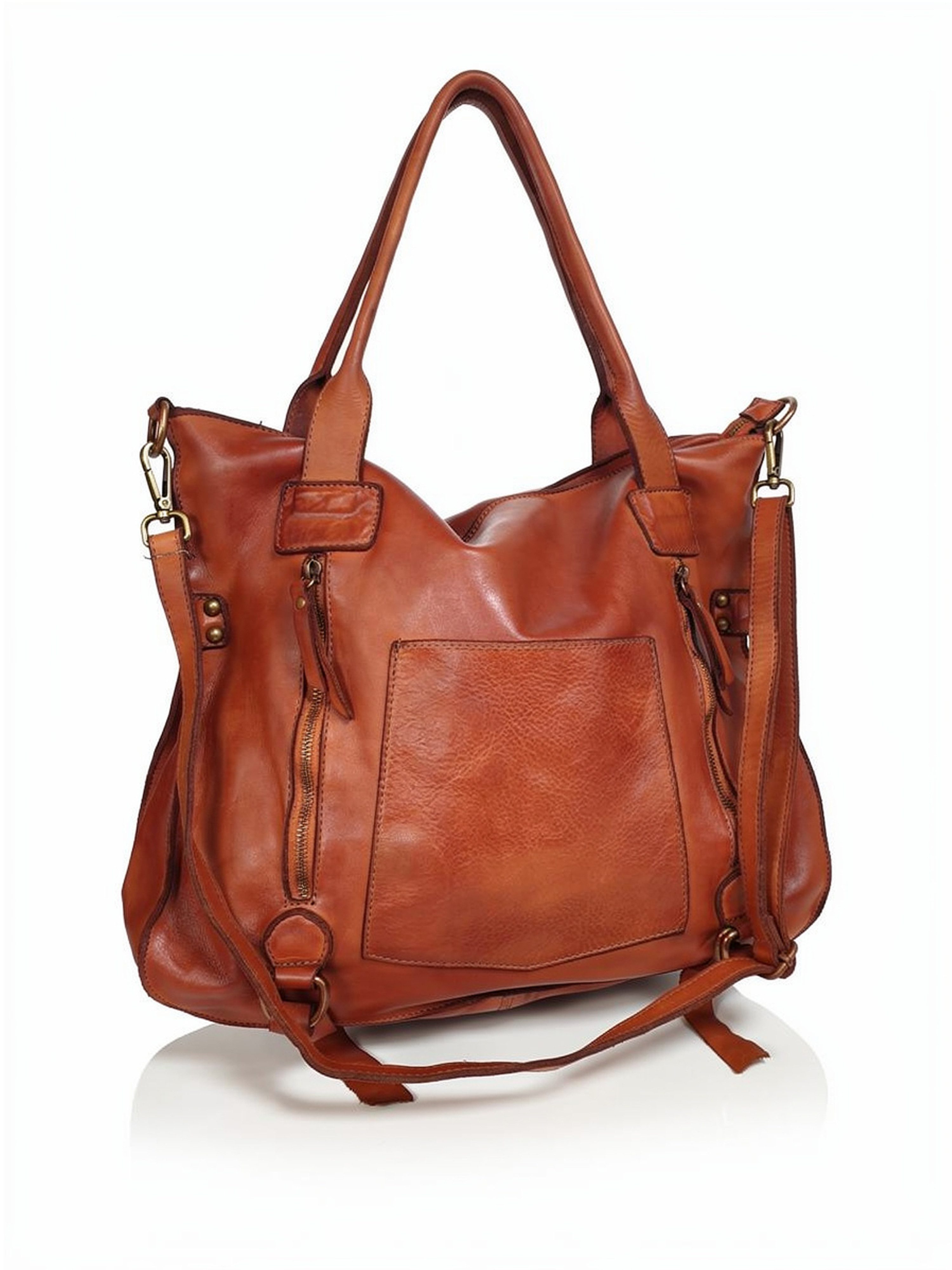 sanumi Schultertasche großer italienischer Ledershopper, Made in Italy, weiches Echtleder