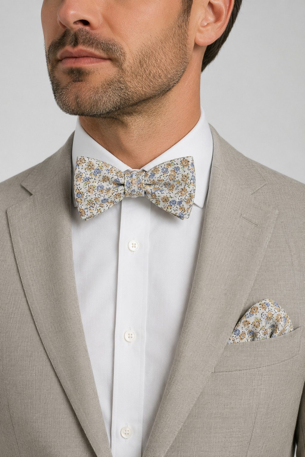 Prince Bowtie Fliege - Set Fliege Einstecktuch - florale Fliege Baumwolle
