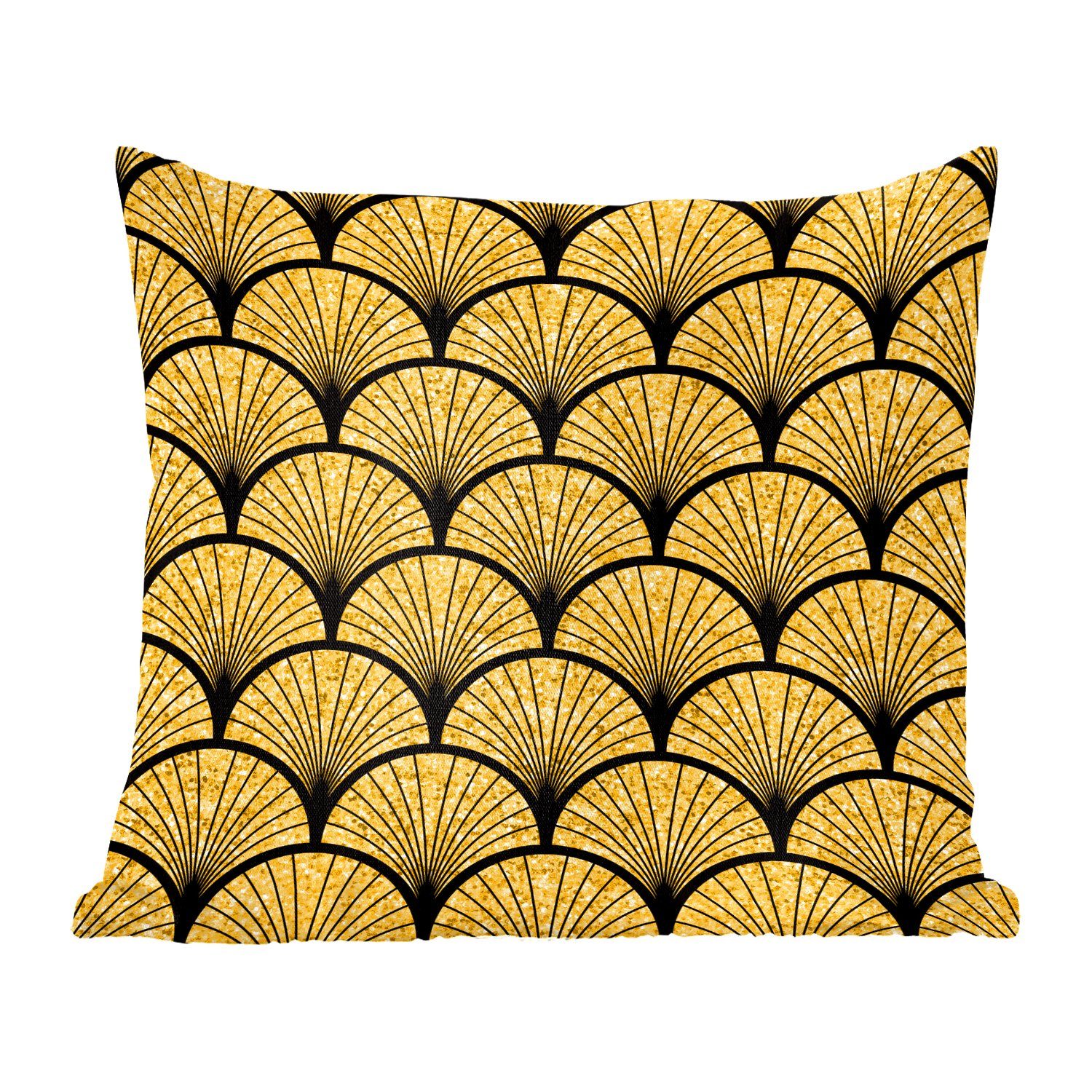 MuchoWow Dekokissen Muster - Art deco - Gold - Luxus, Zierkissen mit Füllung für Wohzimmer, Schlafzimmer, Deko, Sofakissen