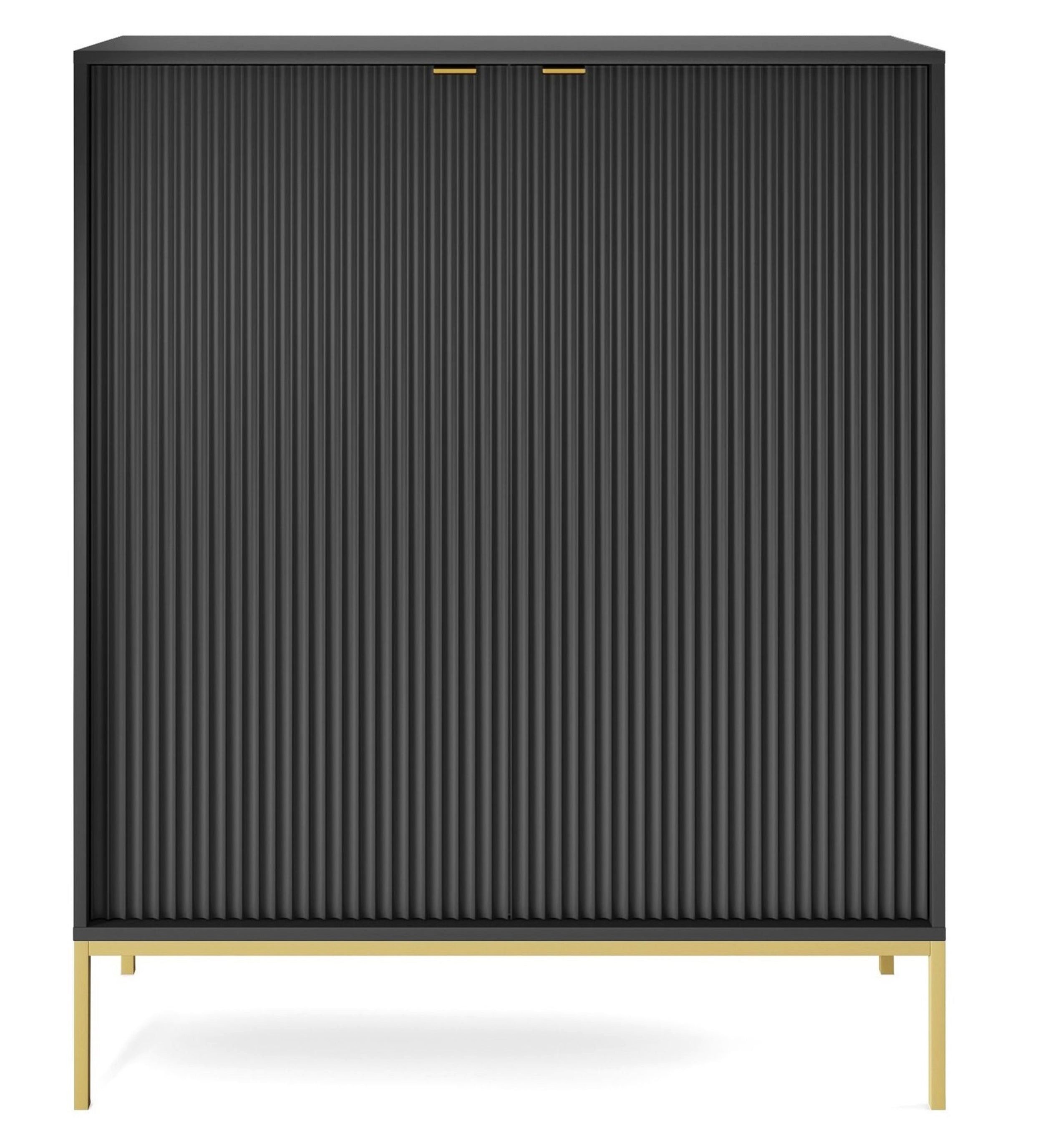 Selsey Highboard VELLORE, 2-türig mit 6 Fächern, goldenem Gestell, 125 cm hoch
