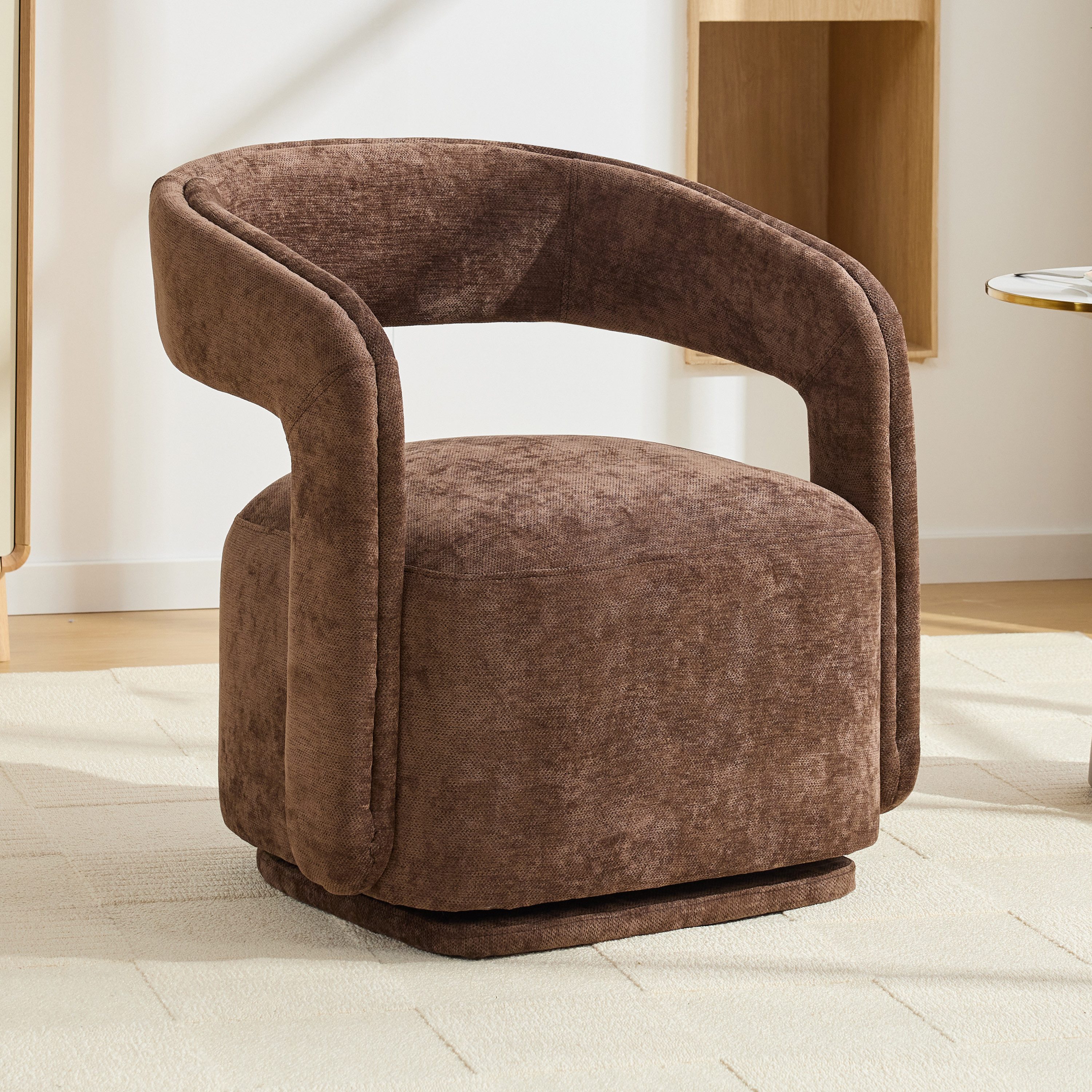 BlingBin Drehsessel Loungesessel 360° drehbar (Barrel Chair aus Chenille, Loungesessel mit ergonomischer Polsterung), Akzentsessel für Wohnzimmer, Schlafzimmer und Leseecke