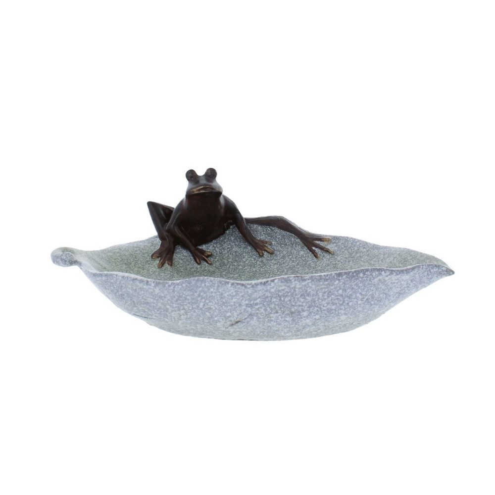 Trockenblume Vogeltränke mit Frosch, MICA, Höhe 10 cm