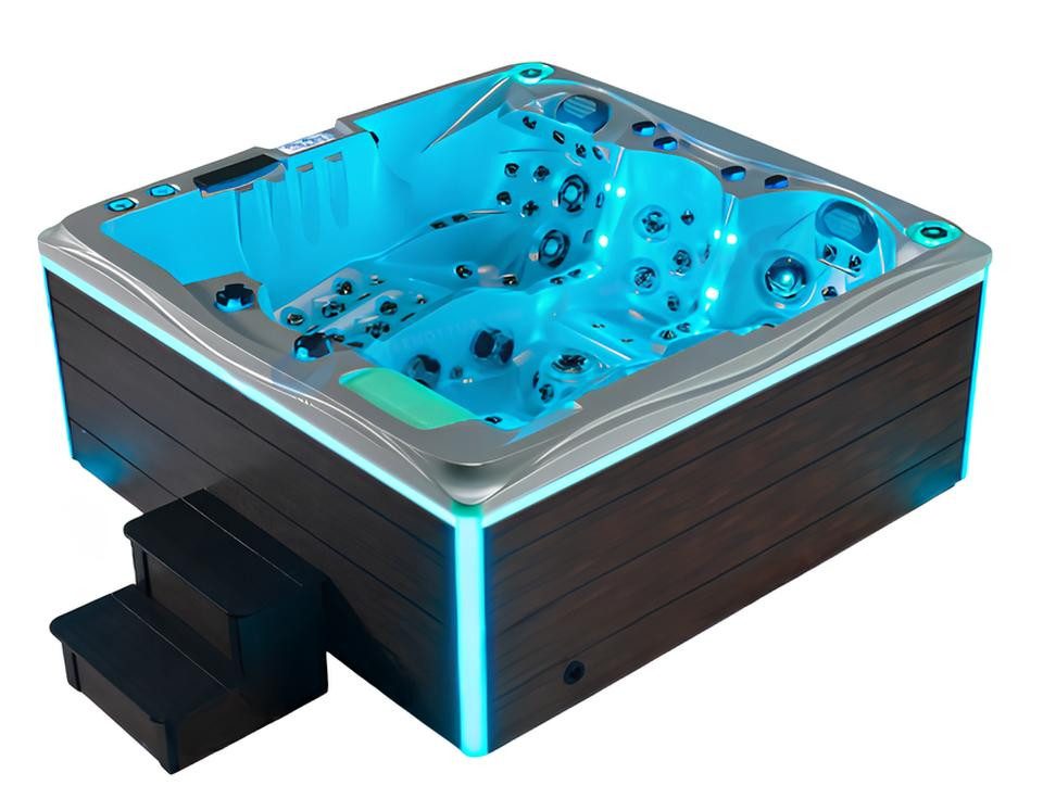 JVmoebel Whirlpool-Badewanne Sprudelbad Whirlpool aus Silber-Acryl mit Hydromassage-Funktion, Made in Europe
