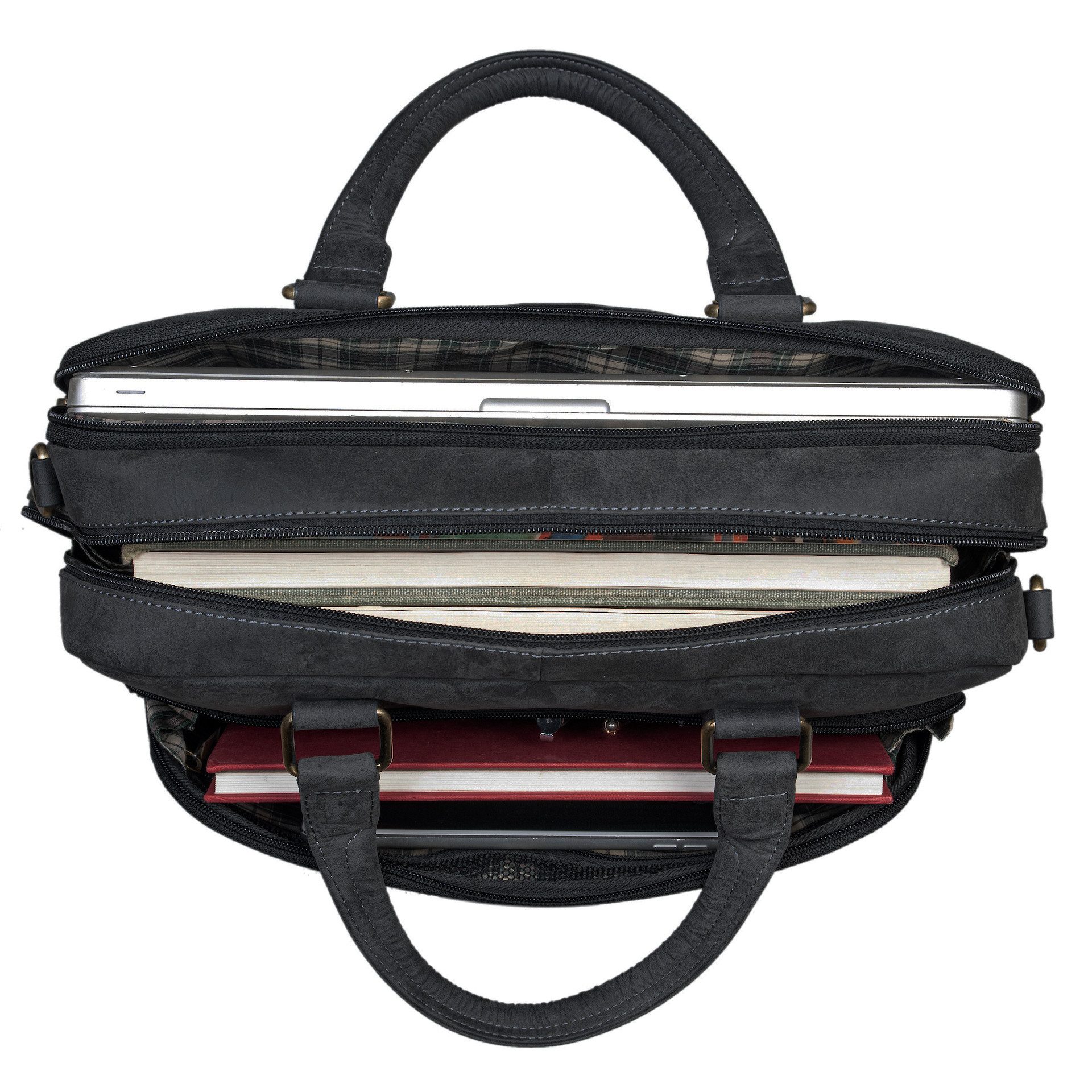 Benthill Aktentasche Echt Leder Laptoptasche Notebooktasche Aktentasche Vintage Groß Herren, Schultergurt / Umhängegurt Reißverschlussfach