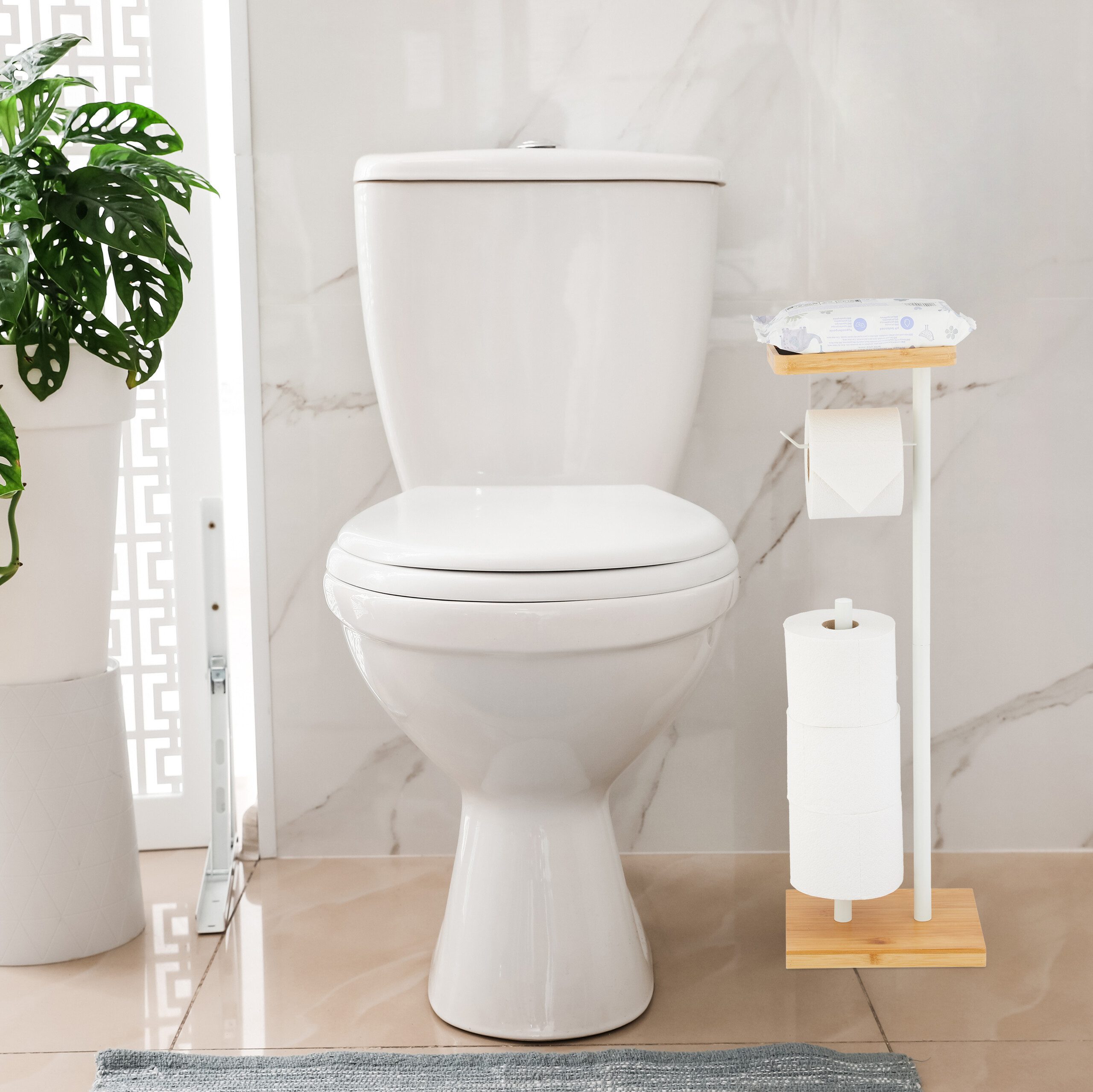 relaxdays Toilettenpapierhalter mit Ablage, Weiß günstig online kaufen