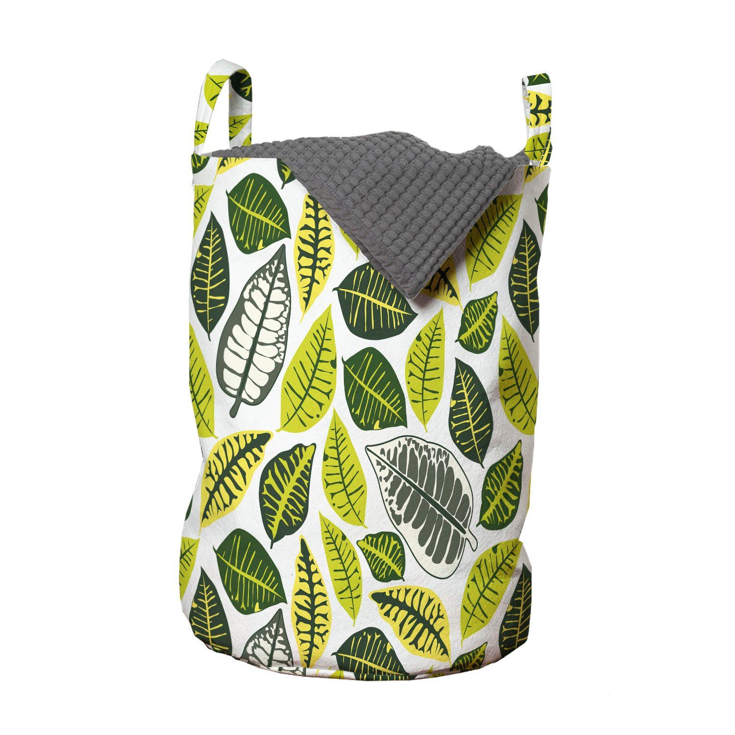 Abakuhaus Wäschesäckchen Wäschekorb mit Griffen Kordelzugverschluss für Waschsalons, Philodendron Vivid tropische Blatt-
