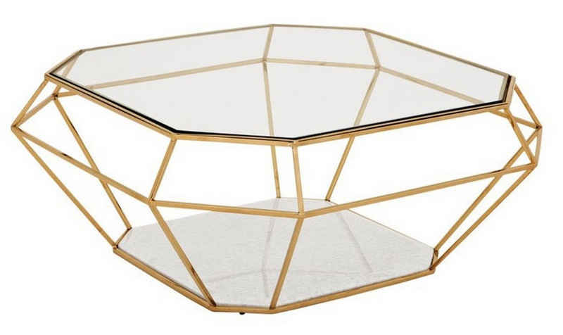 Casa Padrino Couchtisch Luxus Art Deco Couchtisch Glas / Gold - Glastisch - Luxus Kollektion