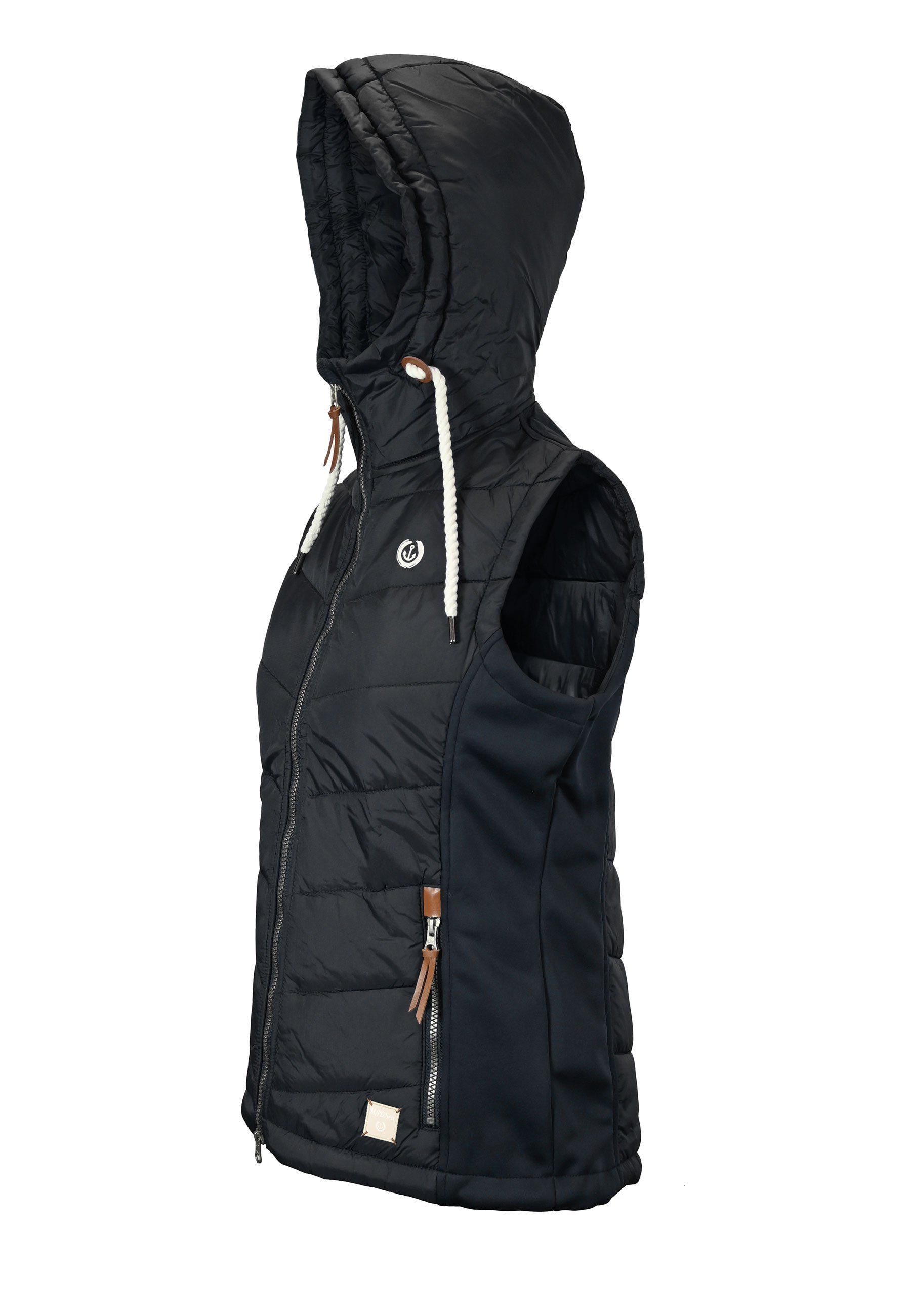 MADSea Allwetterjacke Steppweste hoher Kragen und verstellbare Kapuze