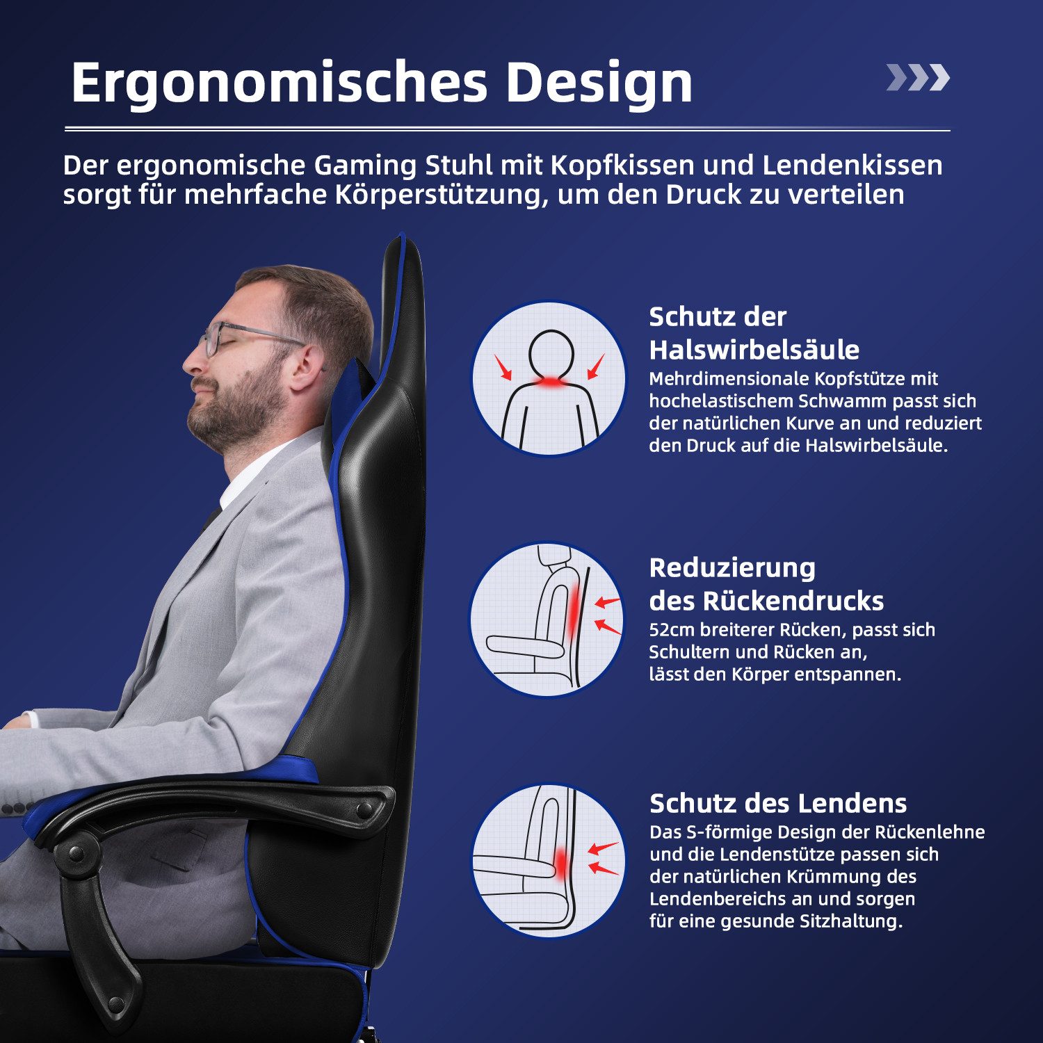 Hiazurm Gaming-Stuhl Gaming Stuhl, Bürostuhl Ergonomisch Wippfunktion bis z günstig online kaufen