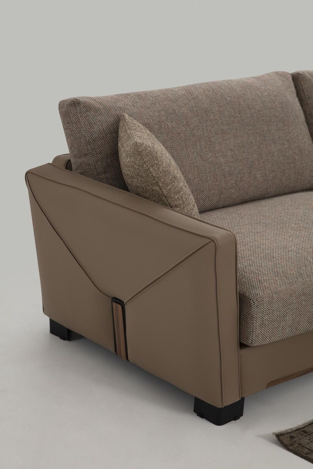 Made Design Sofas 3-Sitzer Europa Wohnzimmer, Teile, in 1 Modern Sitzer Dreisitzer 3 Sofa Beige Stoff JVmoebel