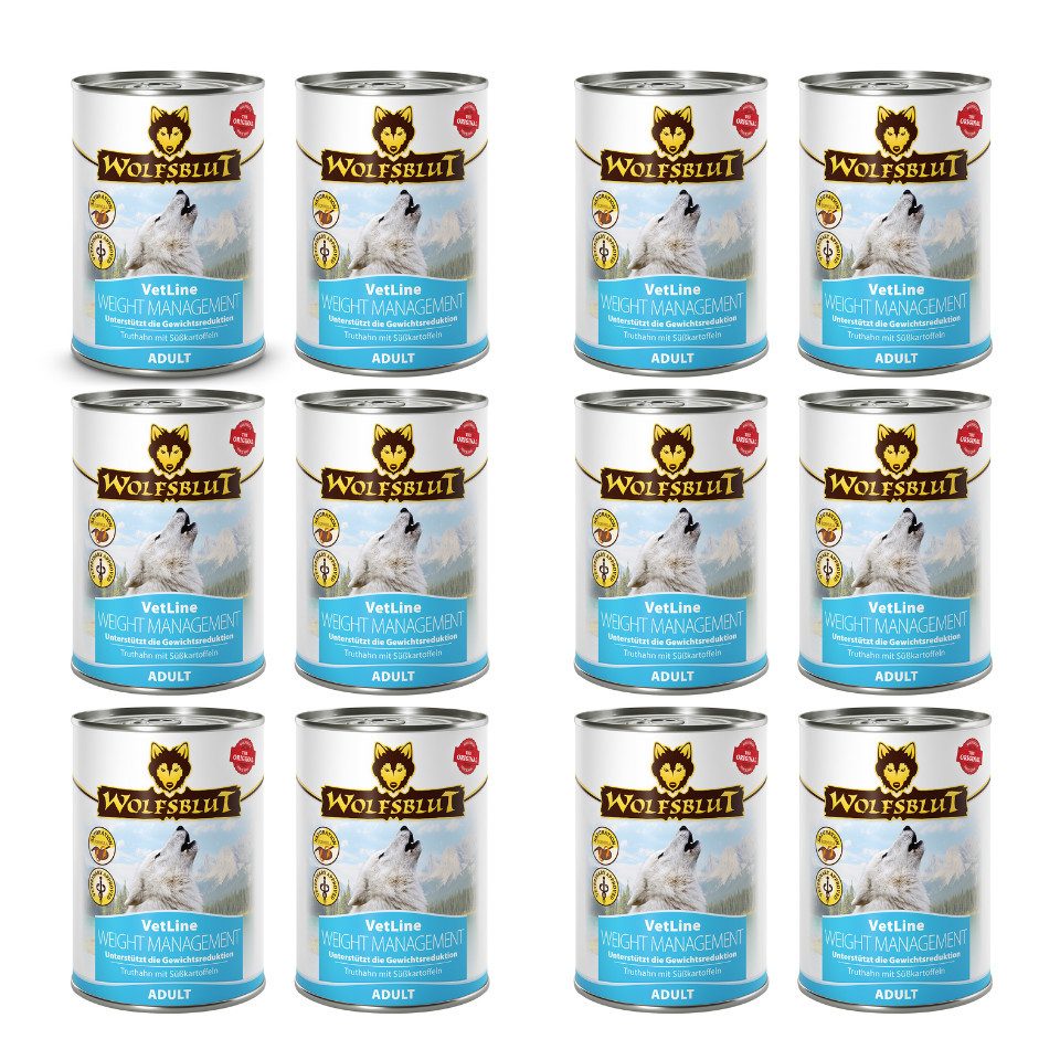 Wolfsblut Vetline Weight Management - Nassfutter bei Übergewicht oder Diabetes 12x395g, Nassfutter für: Hunde